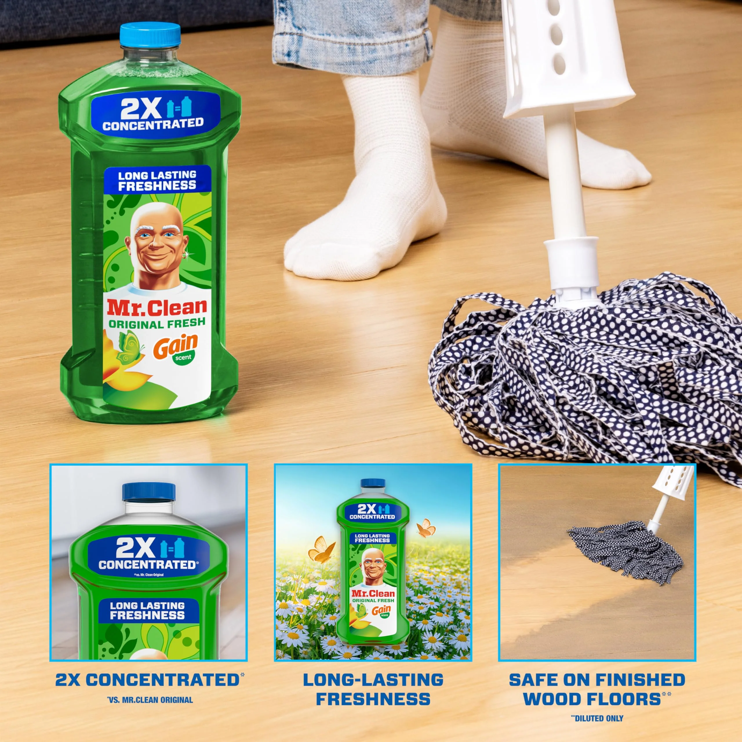 Mr. Clean All Purpose Cleaner,Floor Cleaner for Mopping Home,Bathroom,& Kitchen,Cleaning Liquid for Mop & Bucket,Cleaning Supplies,Multi-Surface Dilutable,Gain,41oz,(Pack of 4) - Image 6