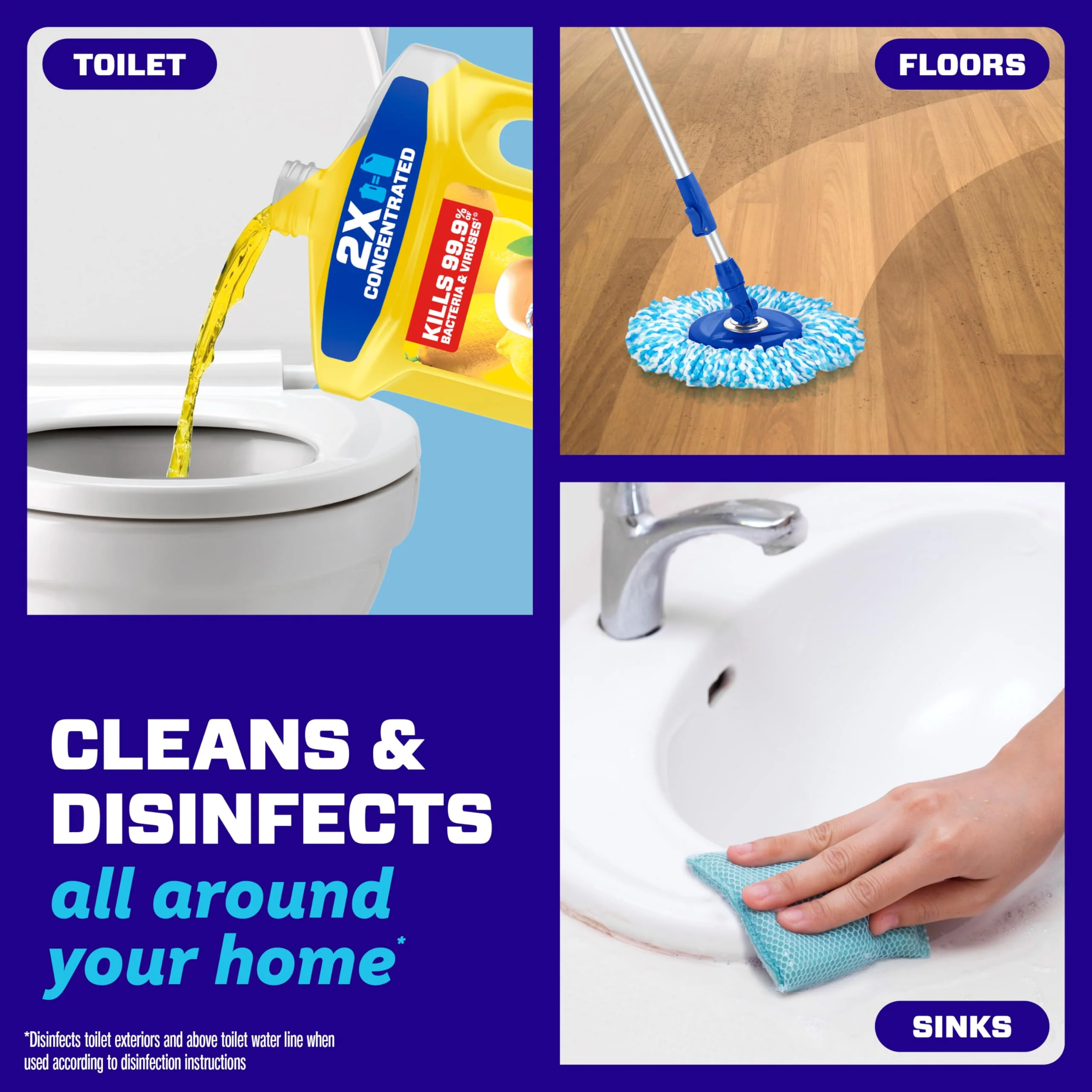 Mr. Clean Antibacterial All Purpose Cleaner, Floor Cleaner for Mopping Home, Bathroom, & Kitchen, Cleaning Liquid for Mop & Bucket, Cleaning Supplies, Multi-Surface Dilutable, Lemon, 99oz - Image 3