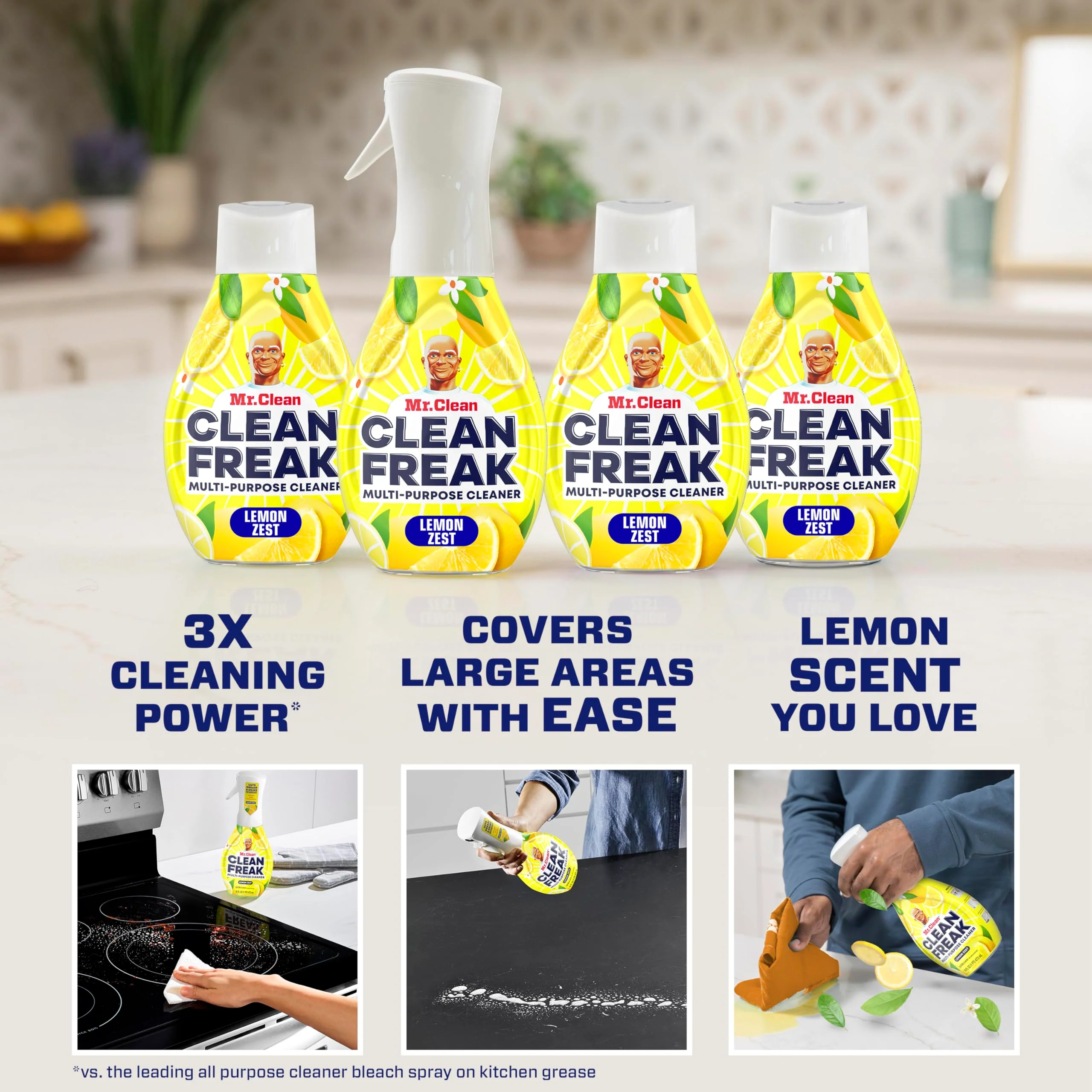 Mr. Clean Clean Freak Multi Surface Cleaning Spray, Deep Cleaning Mist Starter Kit and Refill Bundle, Lemon Zest Scent, 64 fl oz - Image 11