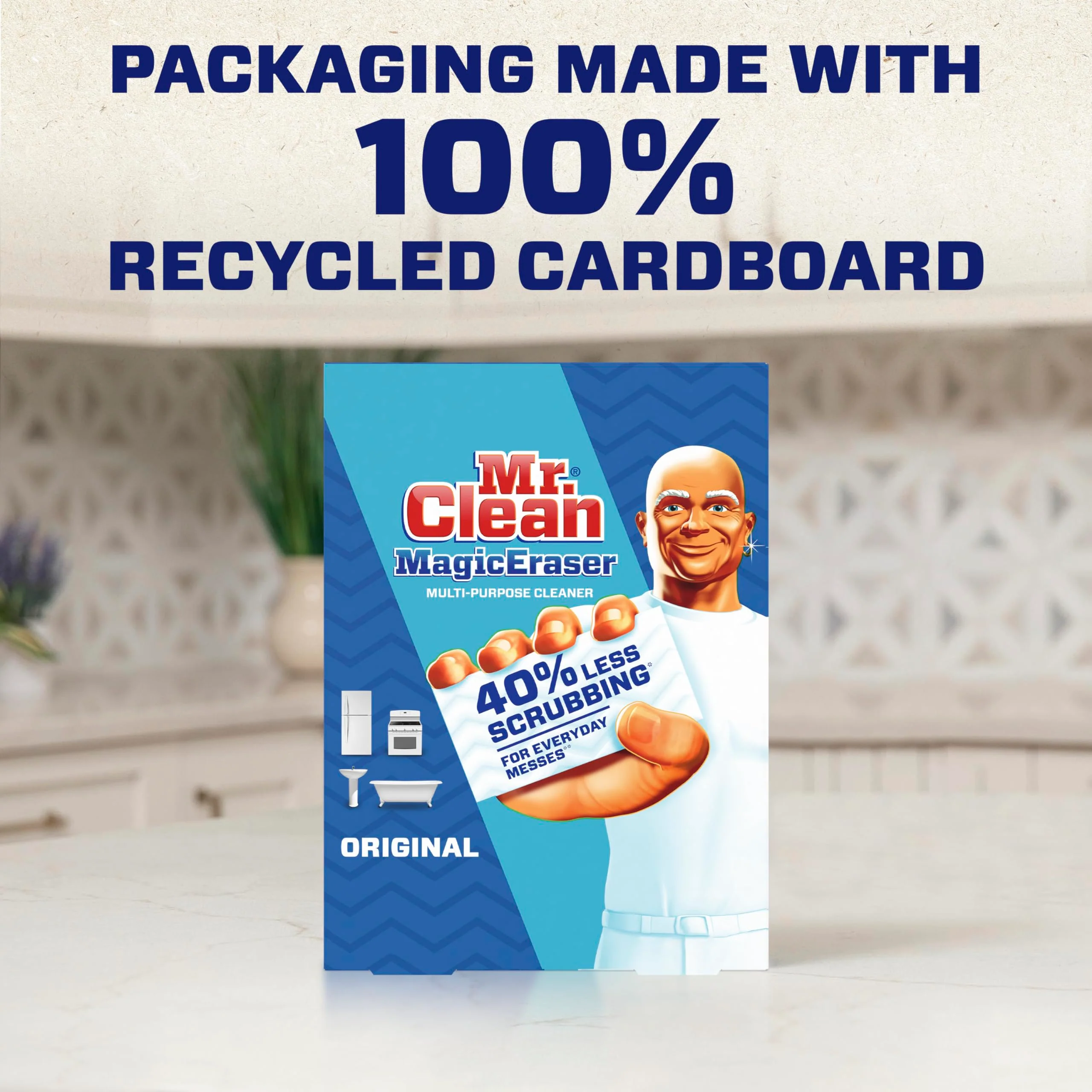 Mr. Clean Magic Eraser Original Cleaning Pads, Multi Purpose Cleaner, Bathroom Cleaning Supplies, All Purpose Cleaner, White, 6 Count - Image 7