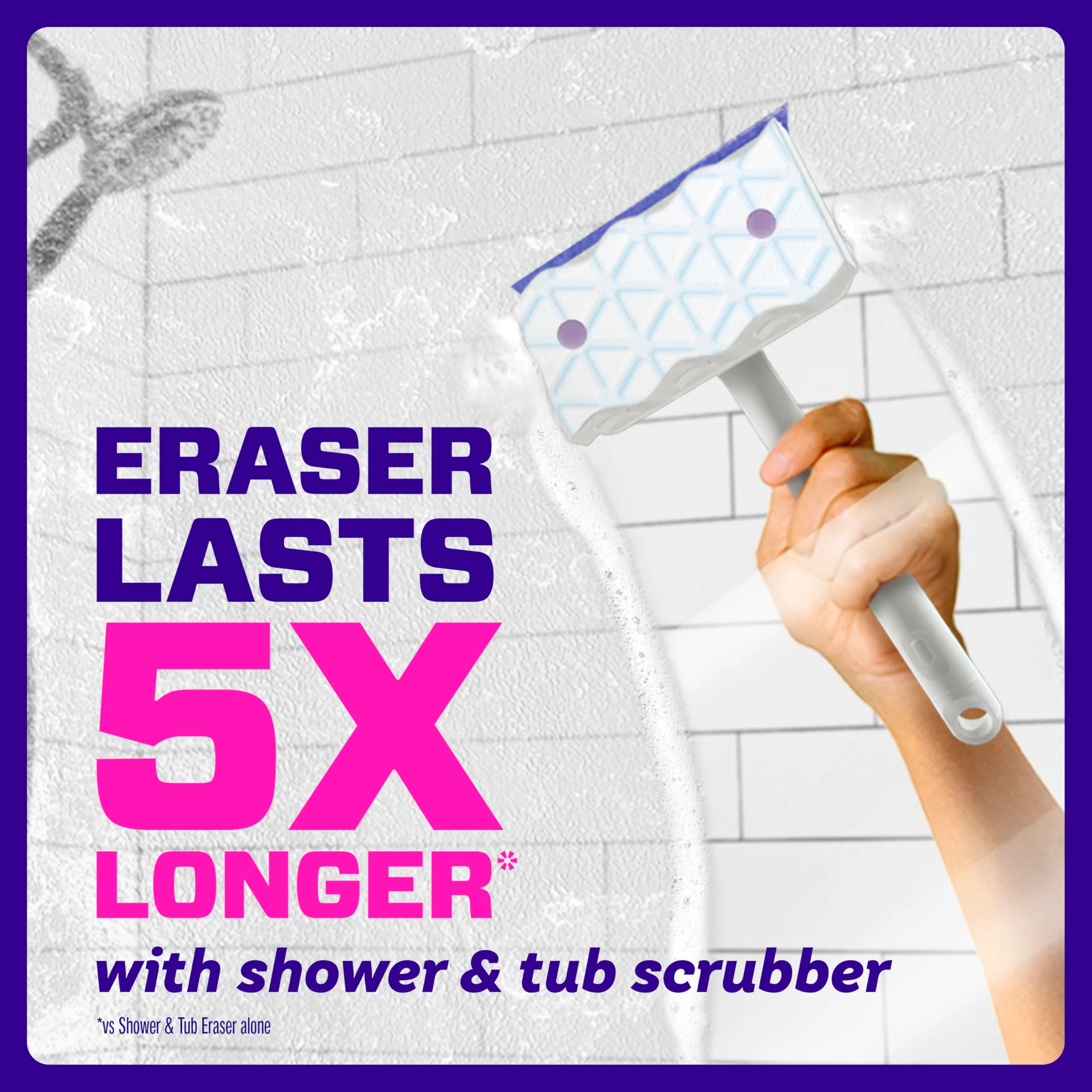 Mr. Clean Magic Eraser Sponge, Bathroom, Shower, Tub Cleaner, Soap Scum Remover, Bathroom Cleaning Supplies, Dawn Cleaning Power with Lavender Scent, Shower & Tub, 6ct - Image 6