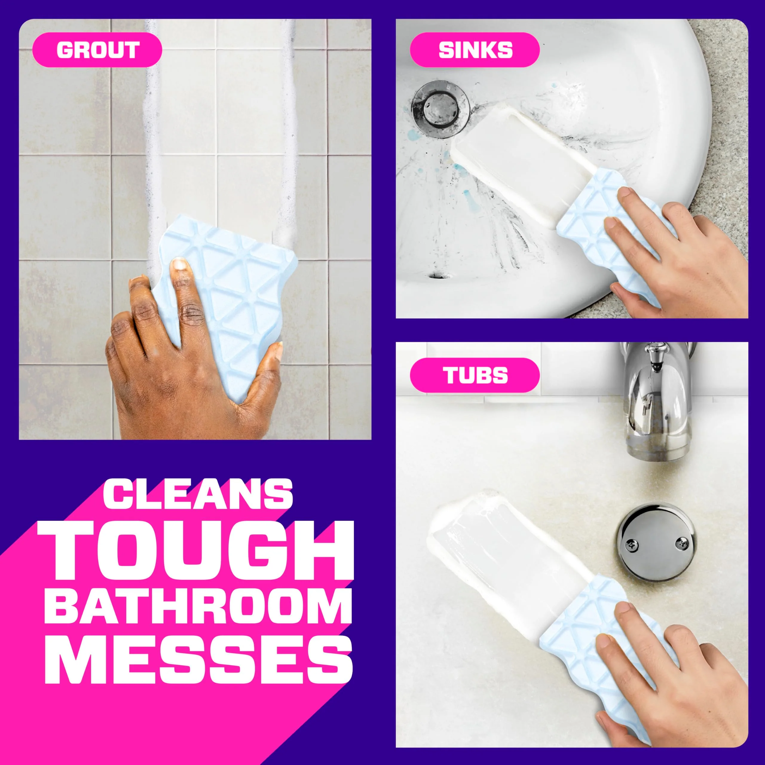 Mr. Clean Magic Eraser Sponge, Bathroom, Shower, Tub Cleaner, Soap Scum Remover, Bathroom Cleaning Supplies, Dawn Cleaning Power with Lavender Scent, Shower & Tub, 6ct - Image 7