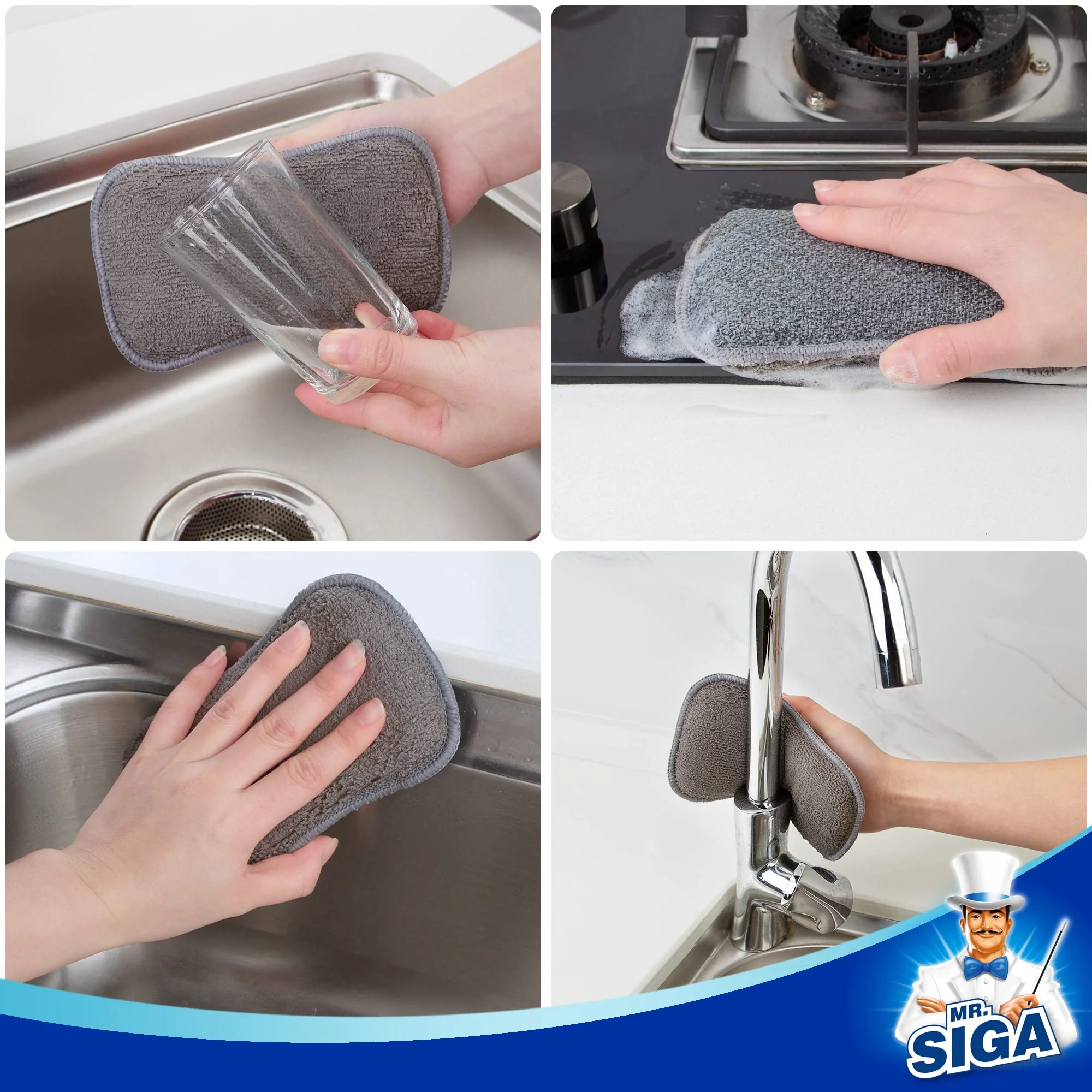 MR.SIGA Dual-Sided Scrub Sponges, Long lasting, Reusable Dishwashing Sponges for Kitchen, 6 Pack - Image 2