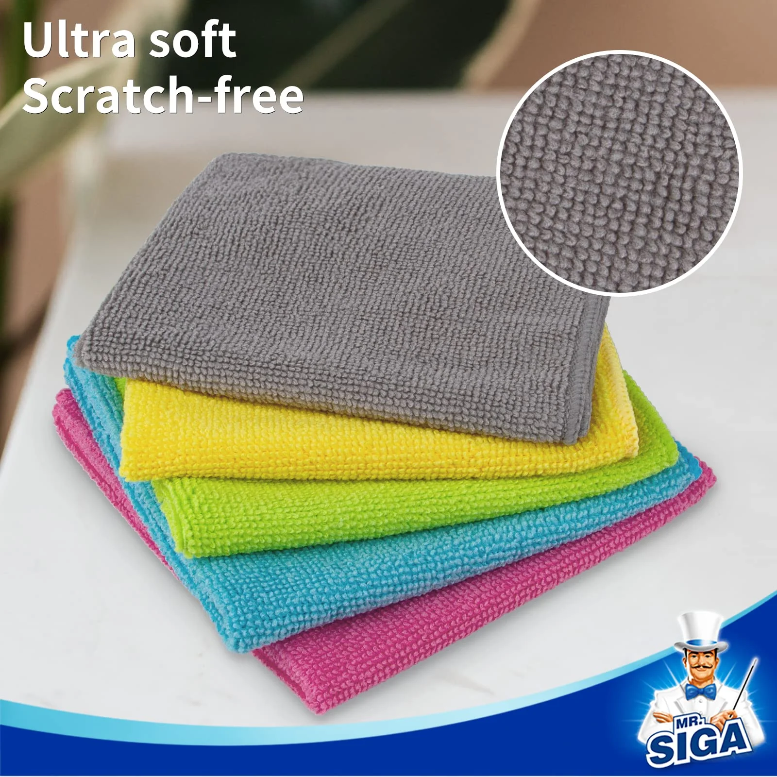 MR.SIGA Microfiber Cleaning Cloth, All-Purpose Cleaning Towels, Pack of 50, Size 11.8 x 11.8 in - Image 2