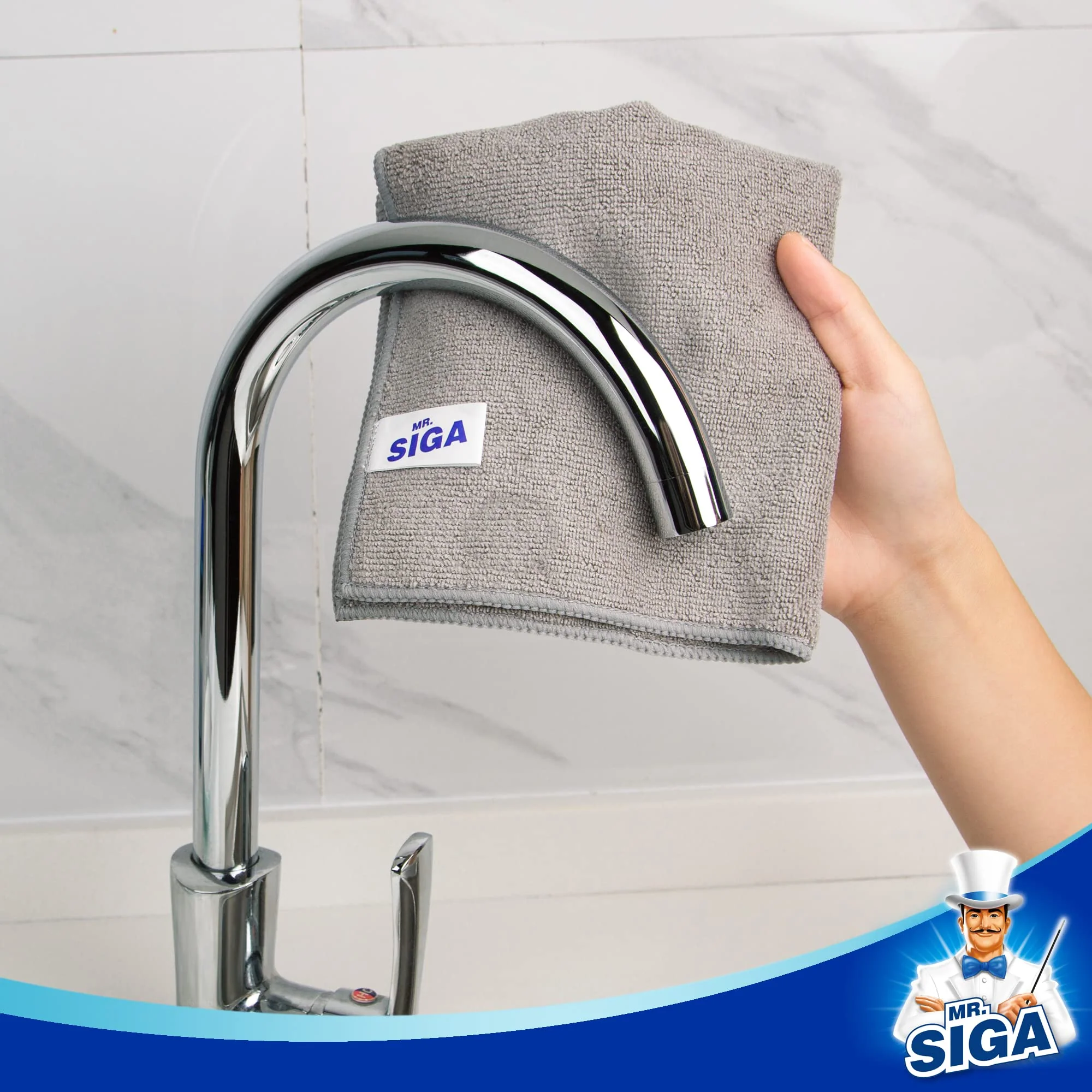 MR.SIGA Microfiber Cleaning Cloth, All-Purpose Microfiber Towels, Streak Free Cleaning Rags, Pack of 12, Grey, Size 32 x 32 cm(12.6 x 12.6 inch) - Image 5