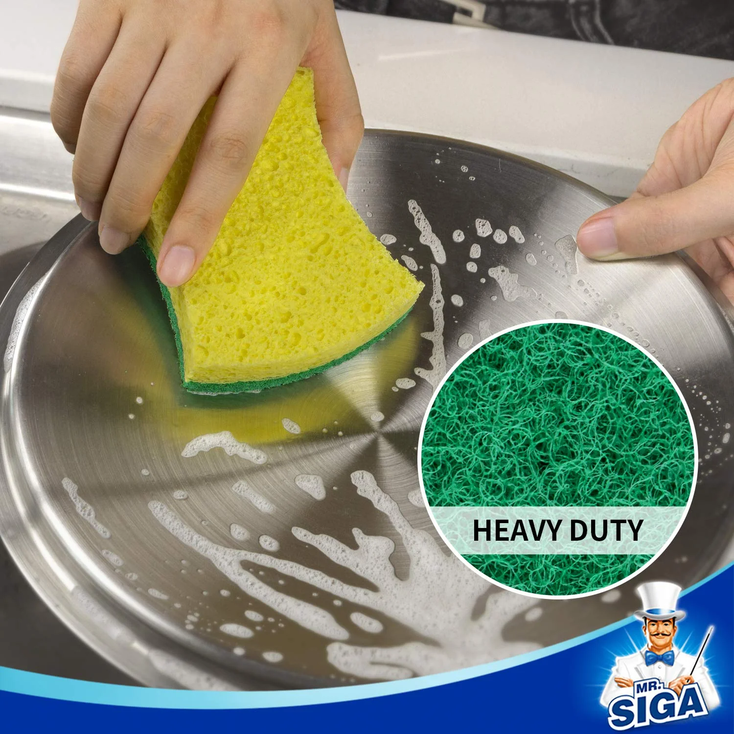 MR.SIGA Multi-Use Cellulose Scrub Sponge, Dual-Sided Dishwashing Sponge for Kitchen, 12 Pack - Image 3