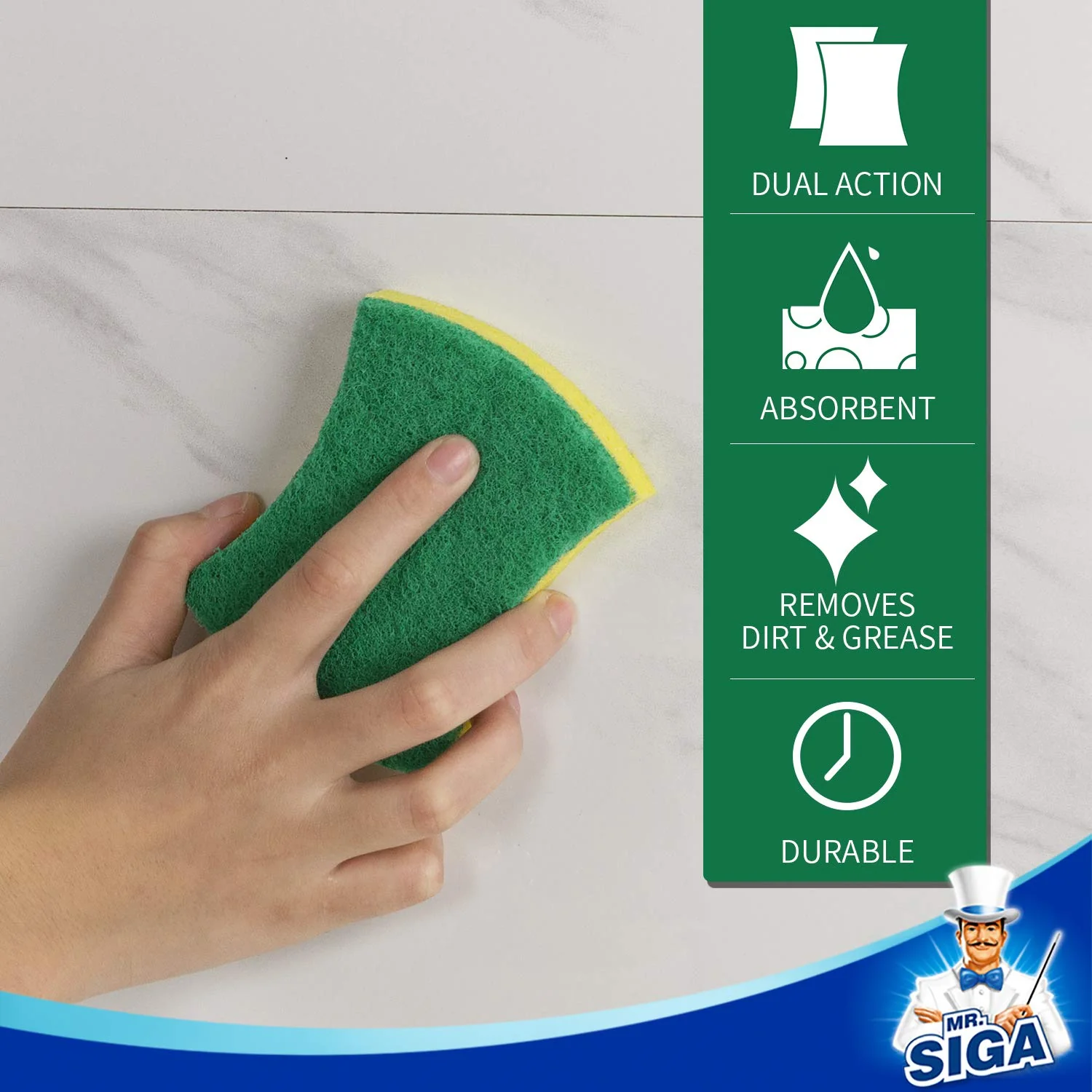 MR.SIGA Multi-Use Cellulose Scrub Sponge, Dual-Sided Dishwashing Sponge for Kitchen, 12 Pack - Image 7