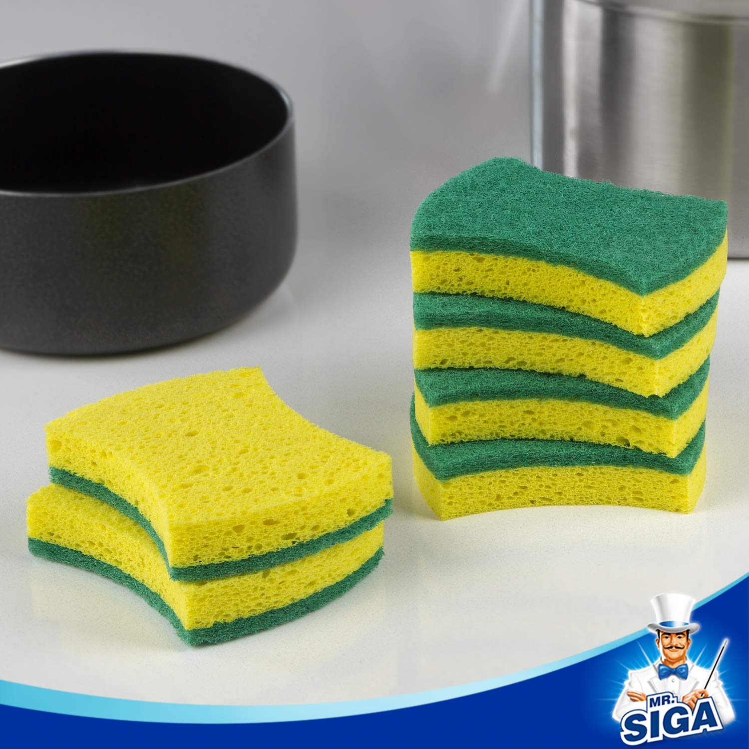 MR.SIGA Multi-Use Cellulose Scrub Sponge, Dual-Sided Dishwashing Sponge for Kitchen, 12 Pack - Image 9