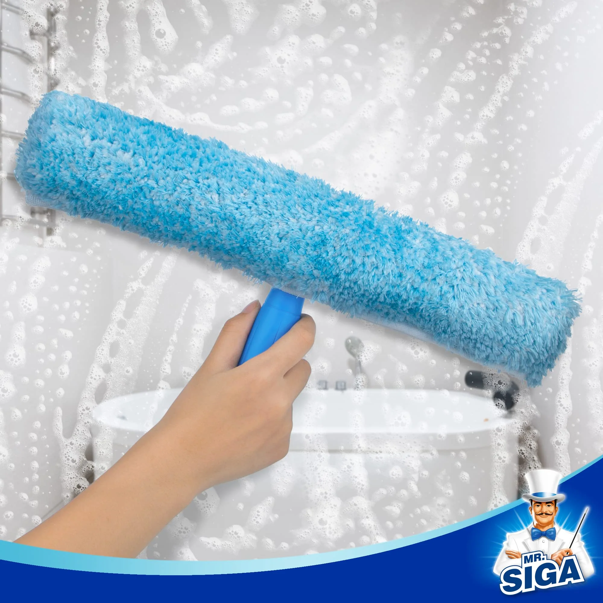 MR.SIGA Professional Window Cleaning Combo - Squeegee & Microfiber Window Scrubber, 14" - Image 3