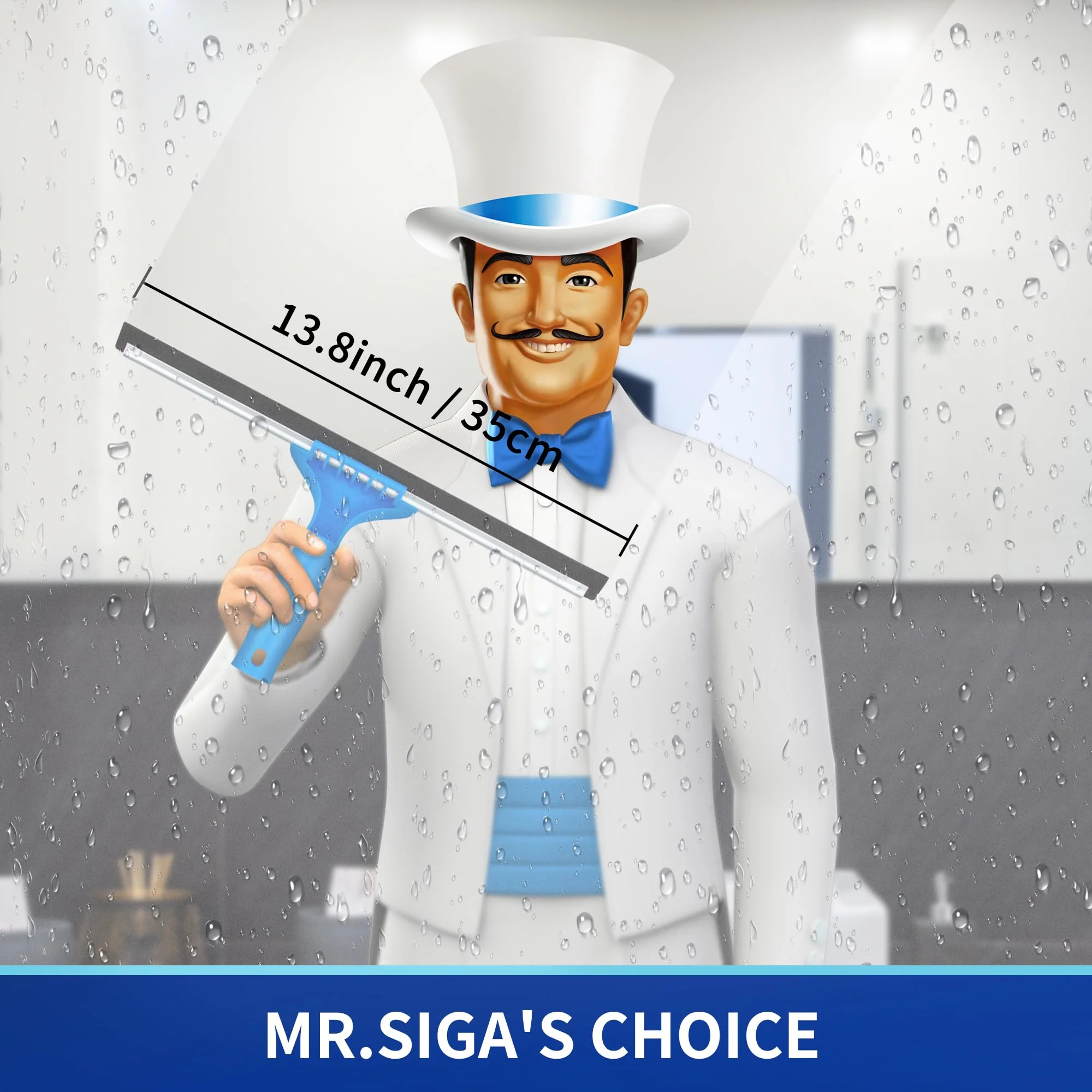MR.SIGA Professional Window Cleaning Combo - Squeegee & Microfiber Window Scrubber, 14" - Image 6