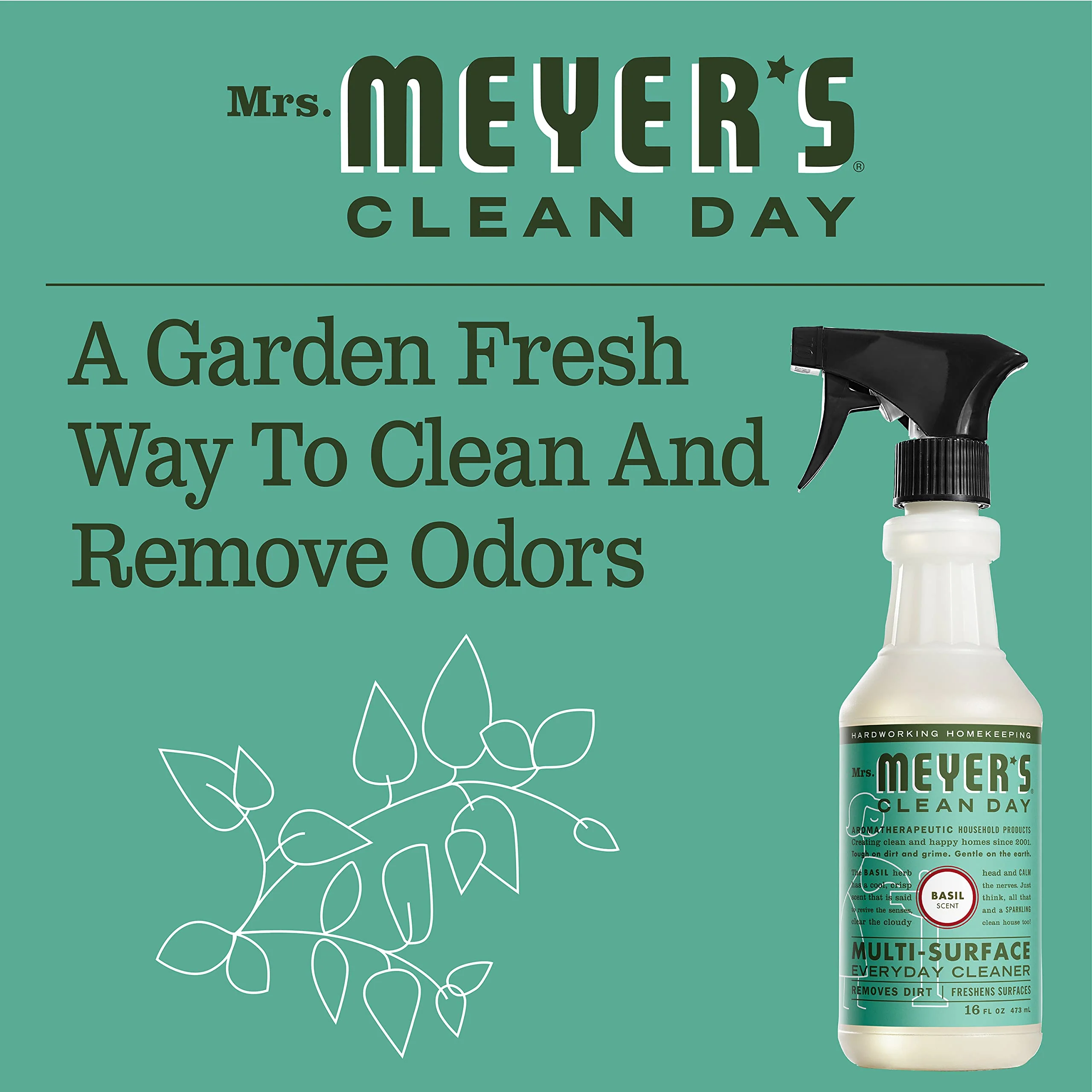 Mrs. MEYER'S CLEAN DAY All-Purpose Cleaner Spray,Basil,16 fl. oz,(Pack of 6) - Image 5