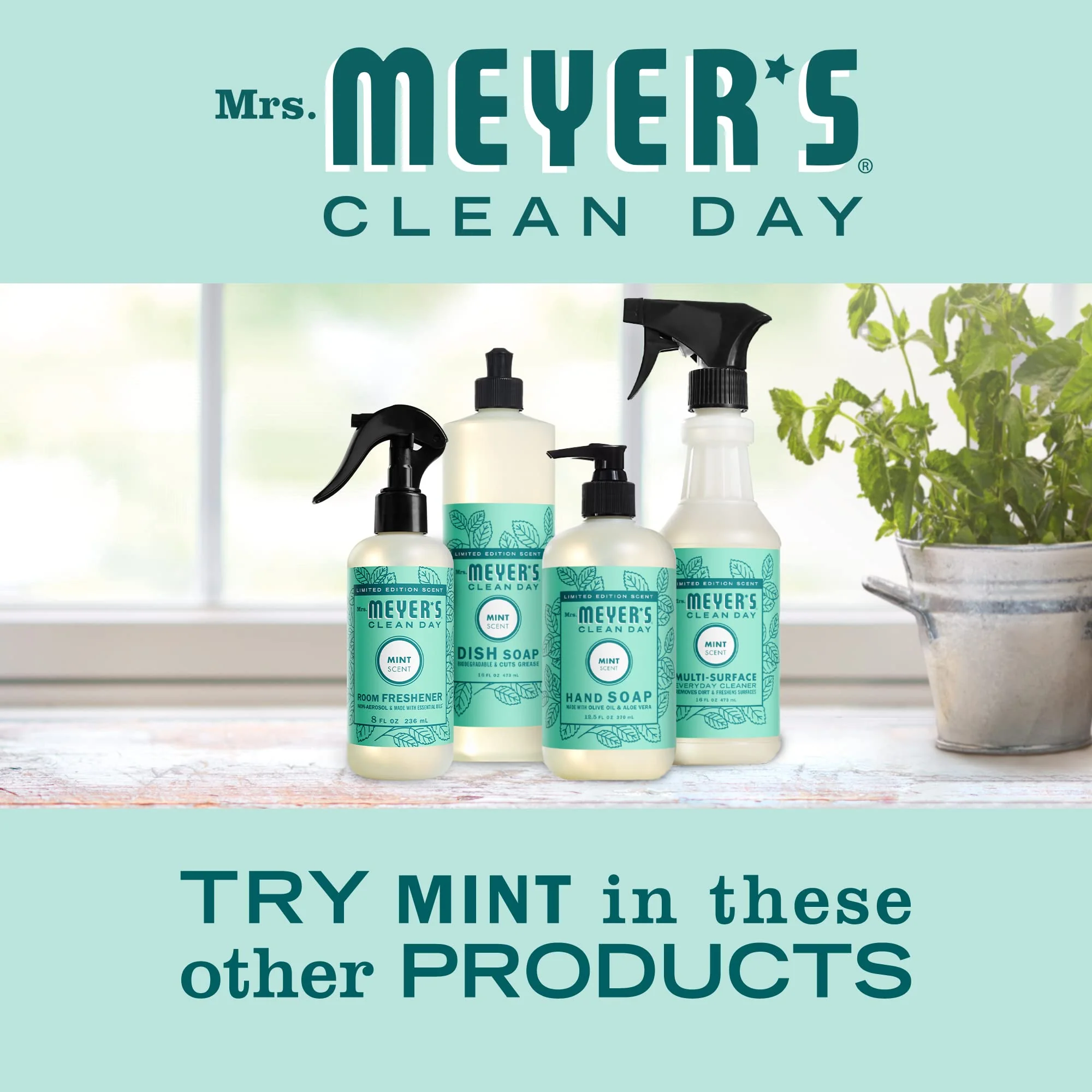 Mrs. MEYER'S CLEAN DAY All-Purpose Cleaner Spray,Limited Edition Mint,16 fl. oz,(Pack of 6) - Image 2