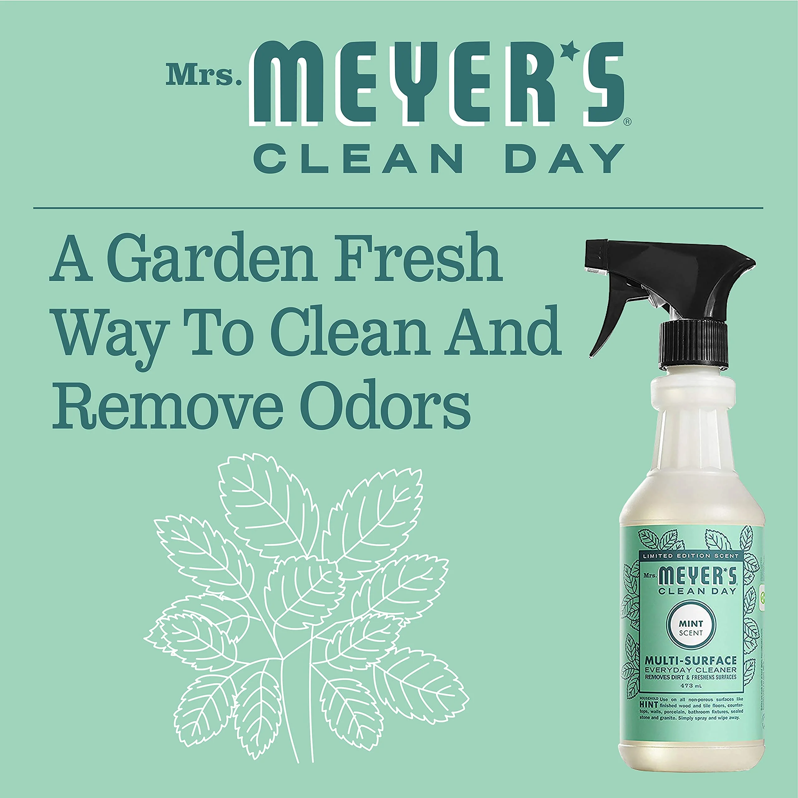 Mrs. MEYER'S CLEAN DAY All-Purpose Cleaner Spray,Limited Edition Mint,16 fl. oz,(Pack of 6) - Image 4