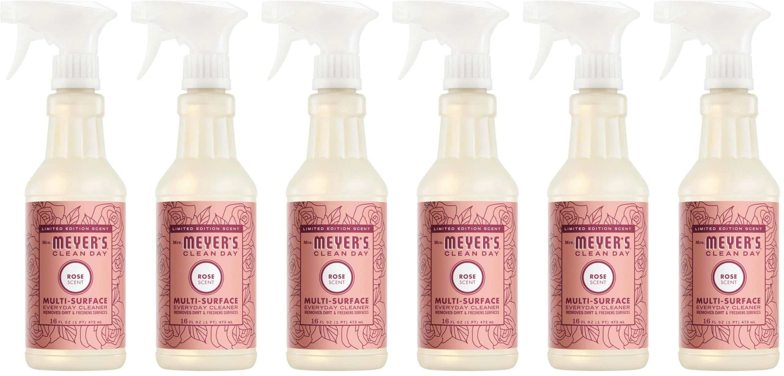 Mrs. MEYER'S CLEAN DAY All-Purpose Cleaner Spray, Limited Edition Rose, 16 fl. oz - Pack of 6