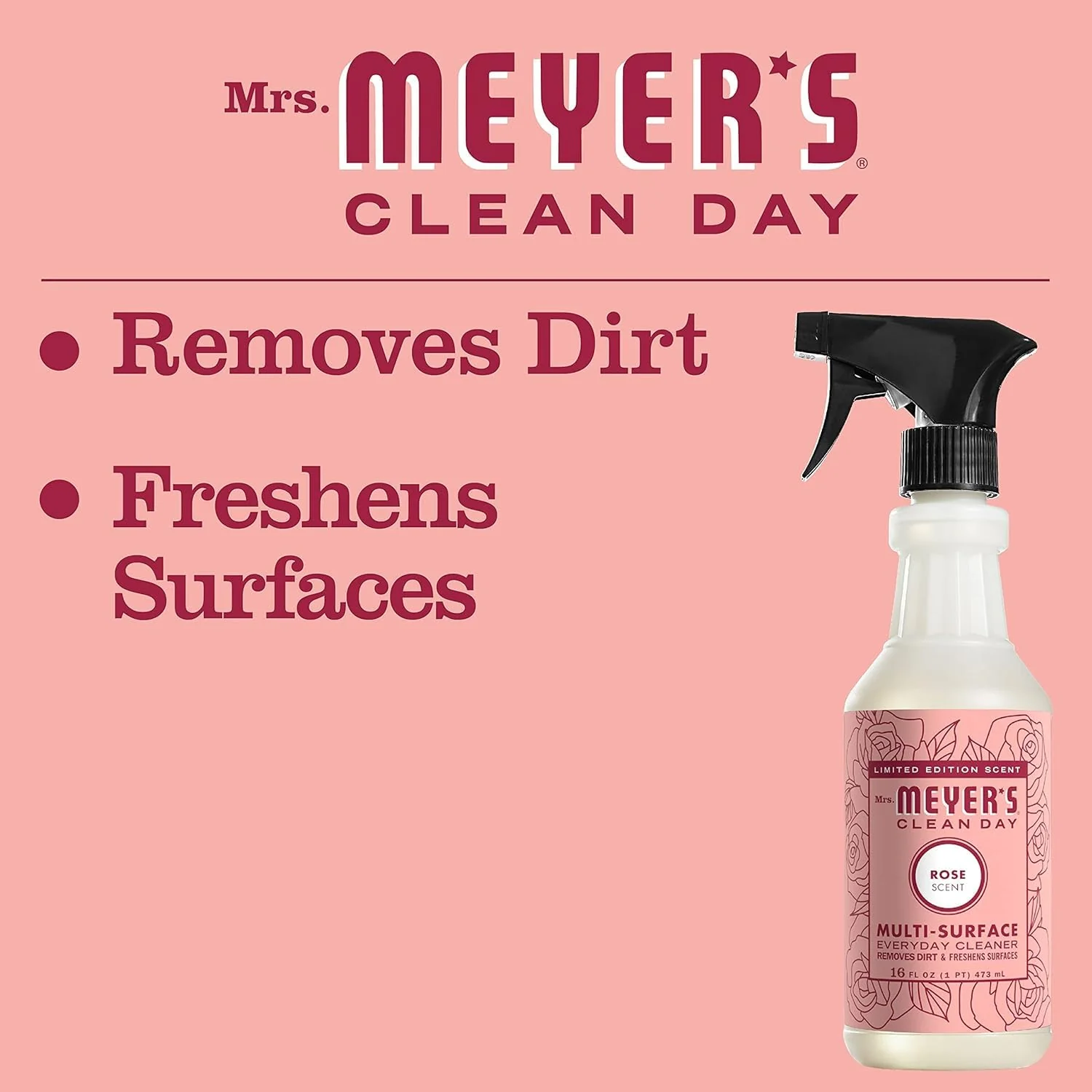 Mrs. MEYER'S CLEAN DAY All-Purpose Cleaner Spray, Limited Edition Rose, 16 fl. oz - Pack of 6 - Image 4