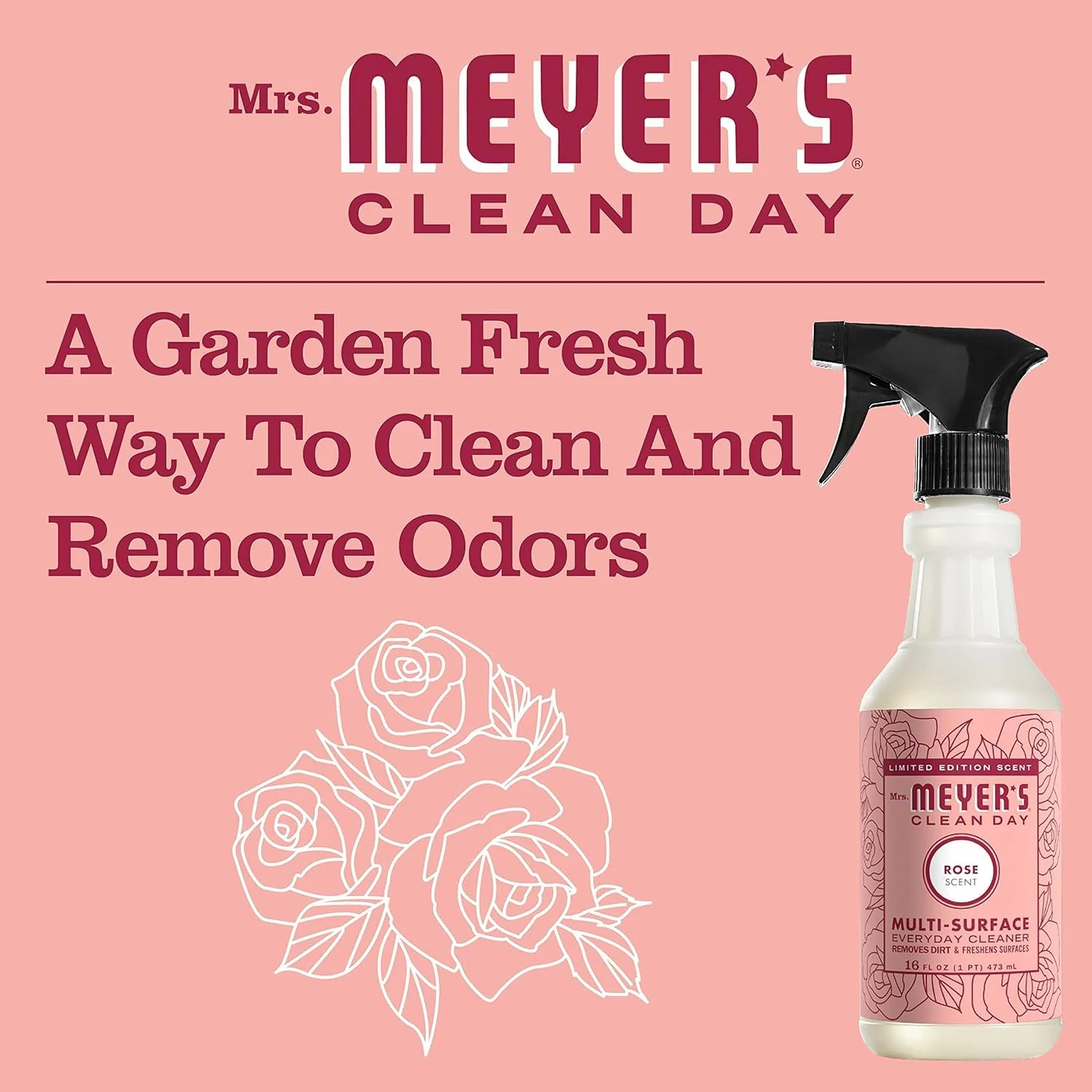 Mrs. MEYER'S CLEAN DAY All-Purpose Cleaner Spray, Limited Edition Rose, 16 fl. oz - Pack of 6 - Image 5