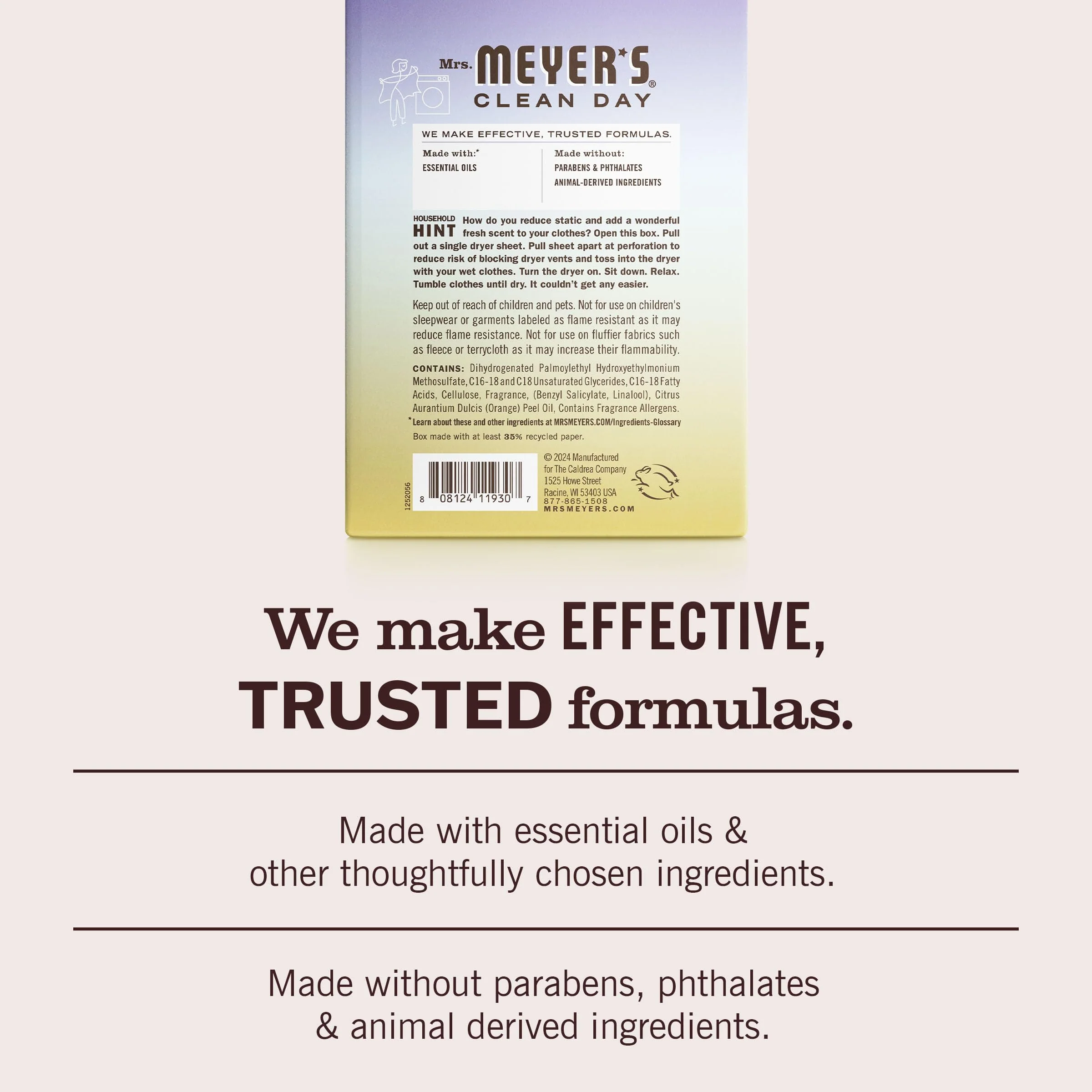 MRS. MEYER'S CLEAN DAY Dryer Sheets, Fabric Softener, Reduces Static, Infused with Essential Oils, Compassion Flower, 80 Count - Image 4