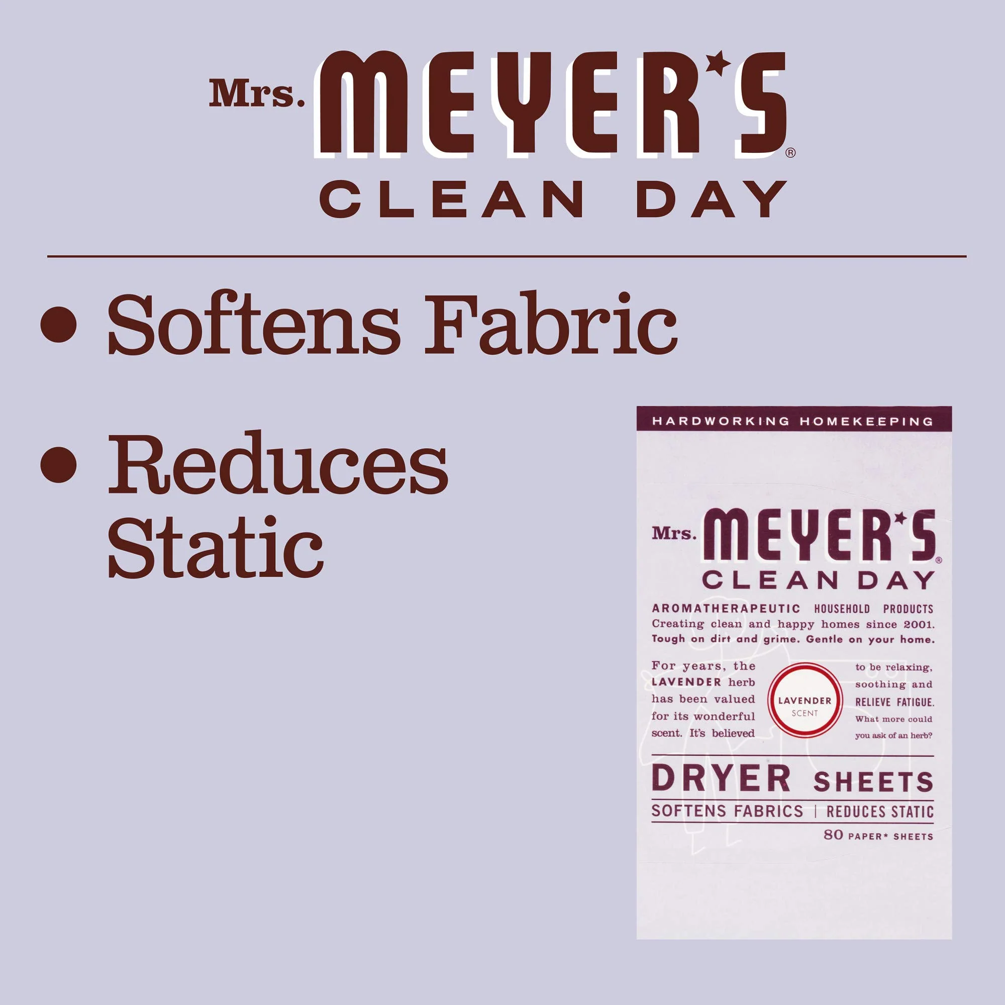 MRS. MEYER'S CLEAN DAY Dryer Sheets, Lavender, 80 ct (Pack of 3) - Image 4