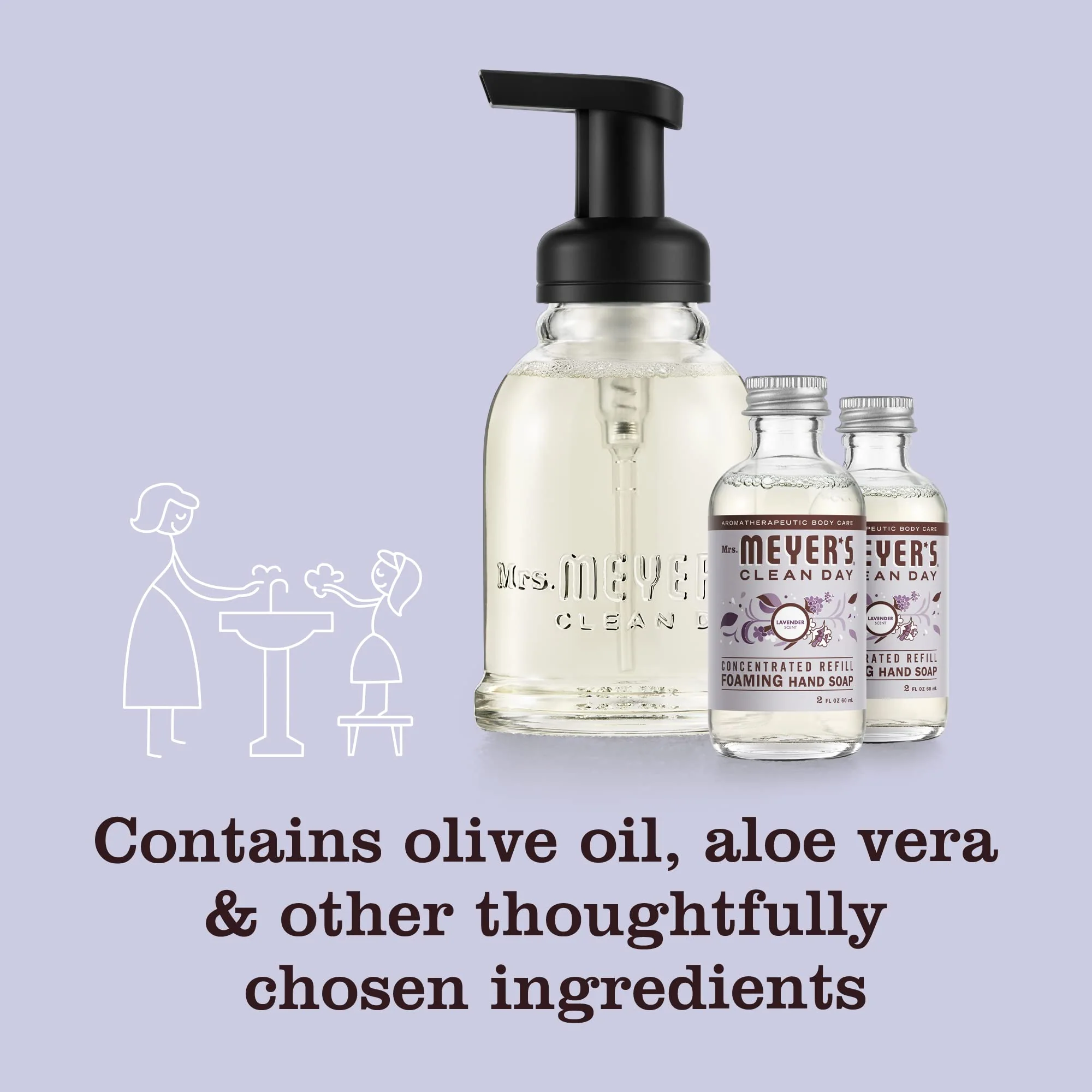MRS. MEYER'S CLEAN DAY Foaming Hand Soap Concentrated Refills, 4 Concentrated Refills (2 Fl. Oz each), Lavender Scent, Makes 40 Fl. Oz. of Foaming Soap Total - Image 3