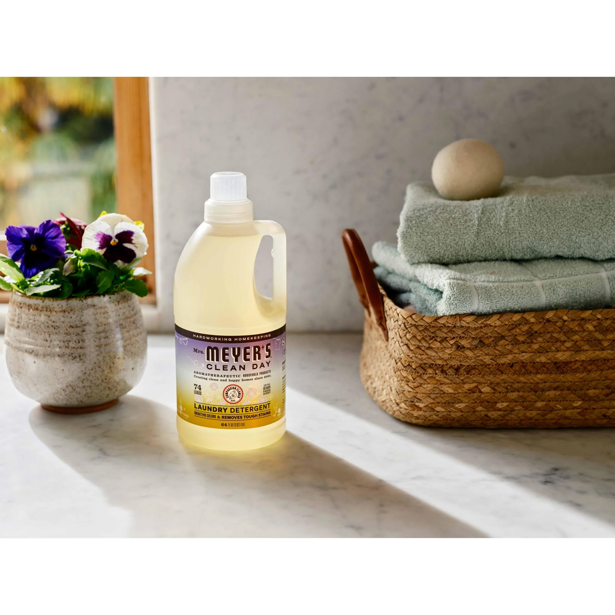 MRS. MEYER'S CLEAN DAY Liquid Laundry Detergent, Infused with Essential Oils, Compassion Flower, 64 oz (64 Loads) (Pack of 4) - Image 8