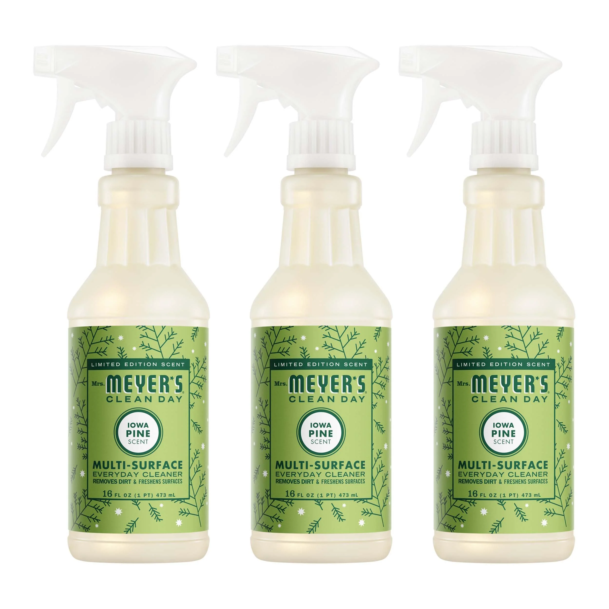 MRS. MEYER'S CLEAN DAY Multi-Surface Cleaner Spray, Cruelty Free Formula, Iowa Pine, 16 fl. Oz (Pack of 3)