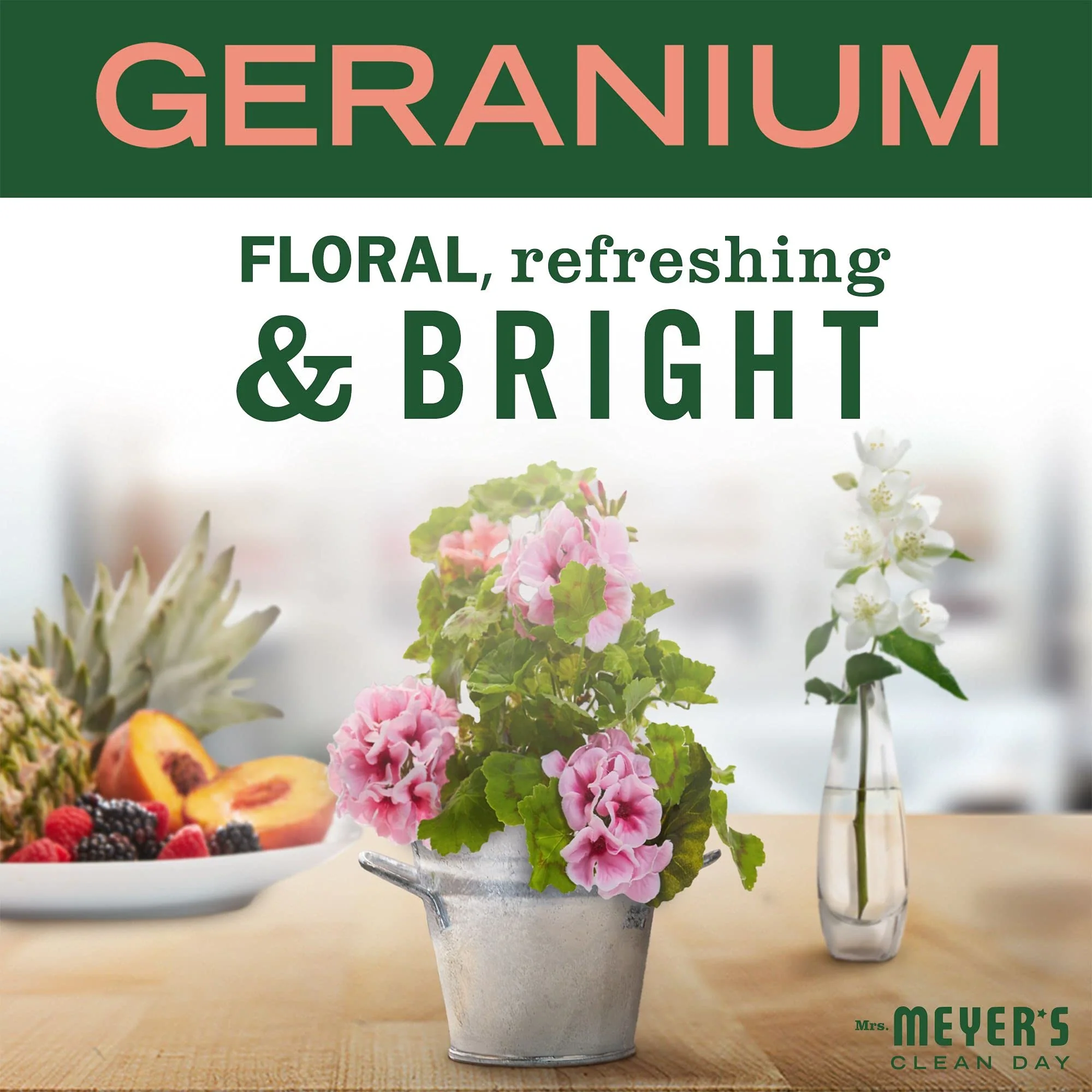 MRS. MEYER'S CLEAN DAY Room and Air Freshener Spray, Non-Aerosol Spray Bottle Infused with Essential Oils, Geranium, 8 Fl. Oz (Pack of 3) - Image 2