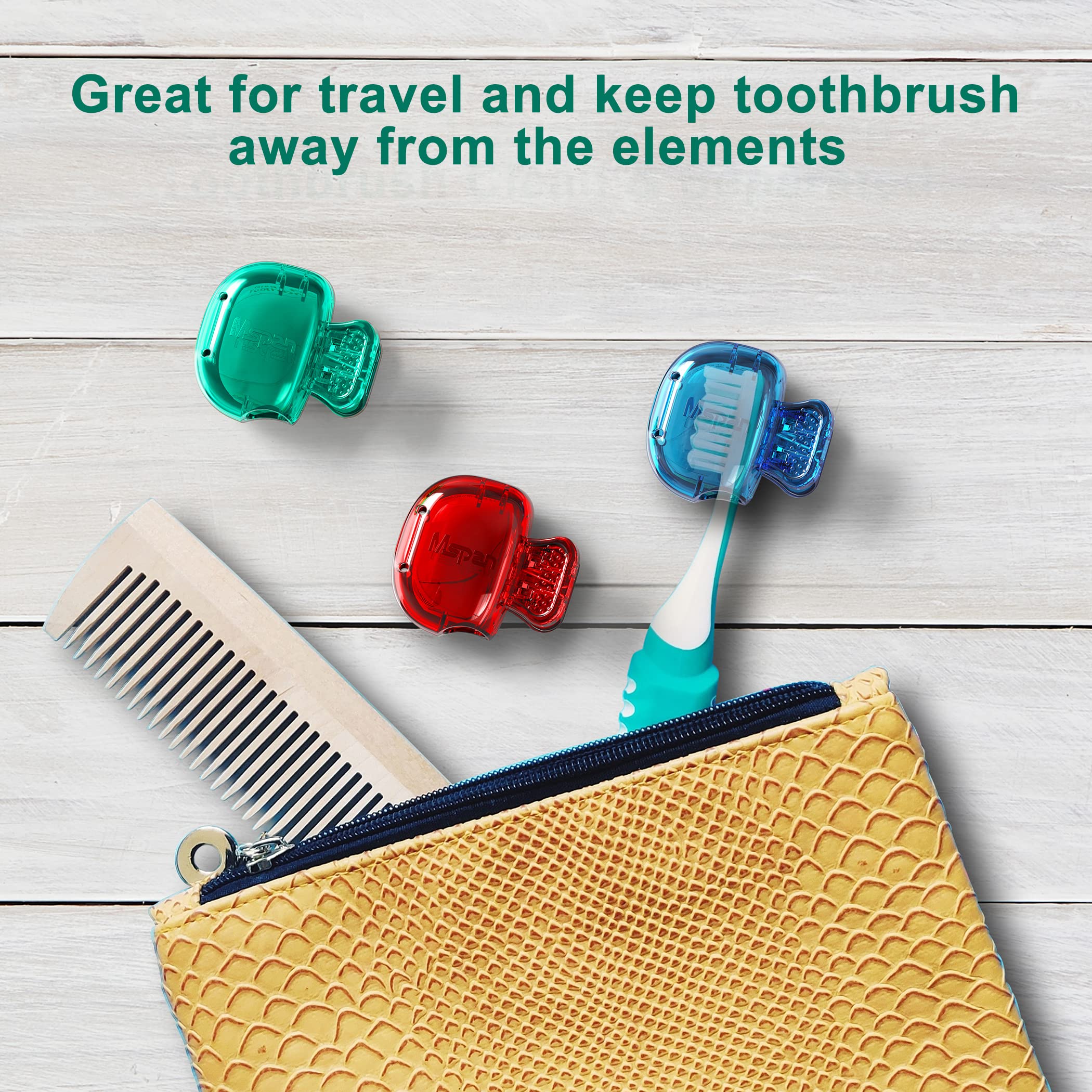 Mspan Toothbrush Head Cover Cap: Tooth Brush Protector Cute Plastic Clip Pod Compatible with Standard & Electric Toothbrush - Travel Case for Traveling & Home - 4 Packs - Image 6