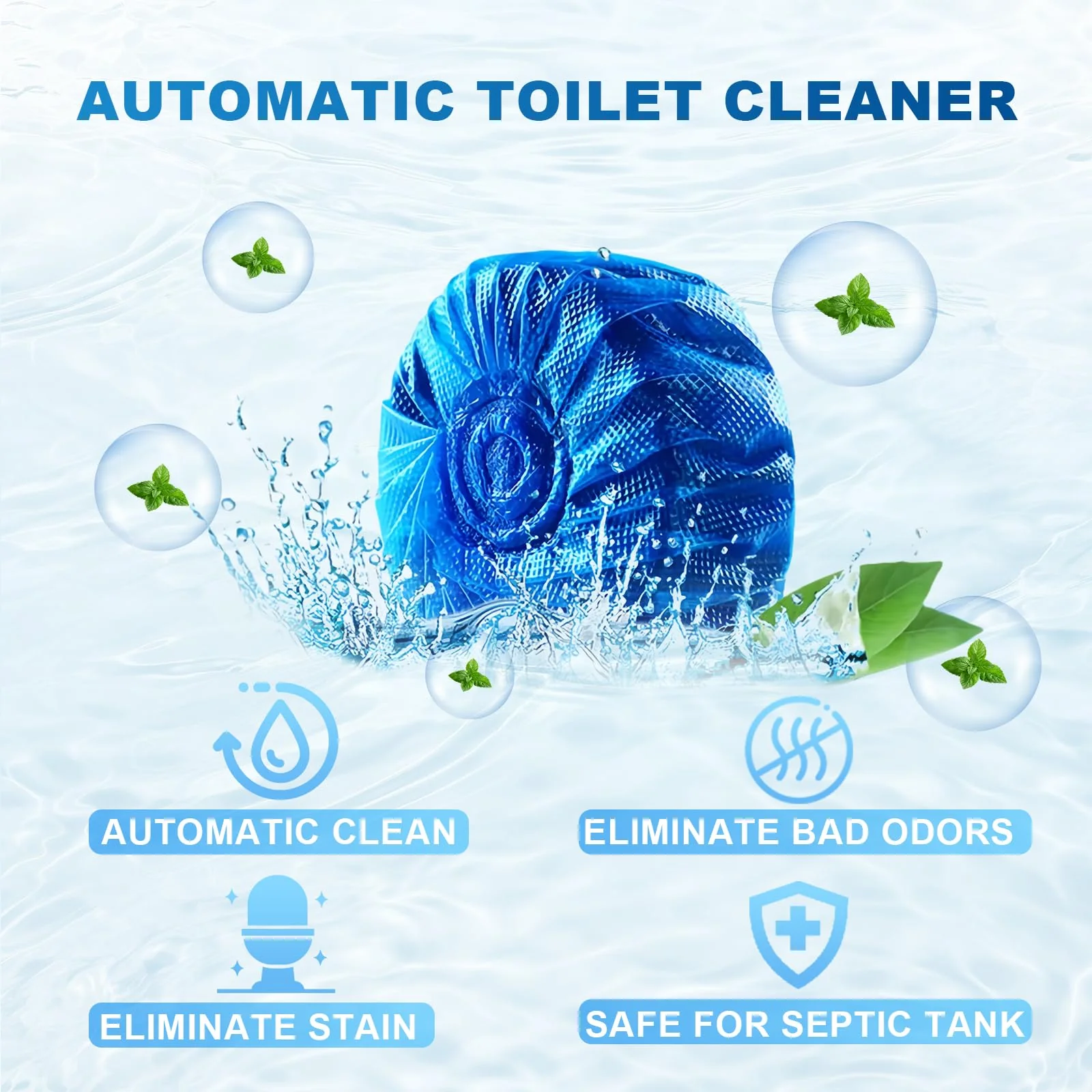 Msvvko Toilet Bowl Cleaners,100 Pack Blue Toilet Tablets with Fresh Scent, Household Toilet Cleaner Continuous Cleaning, Prevent Various Stains & Odors Build Up - Septic Friendly - Image 5