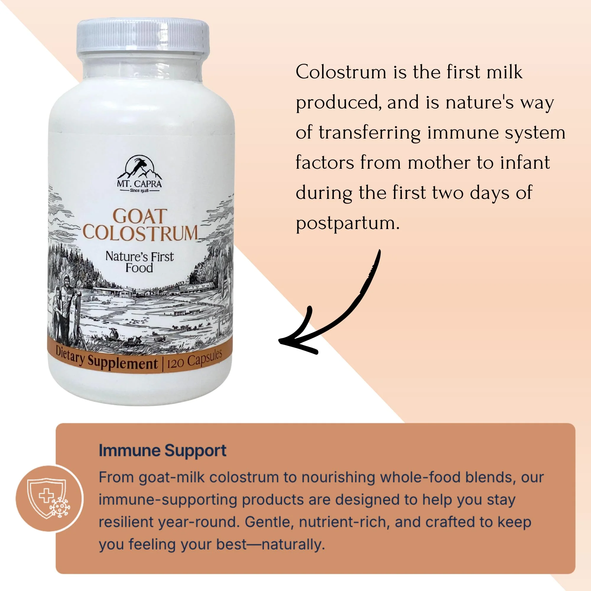 Mt. Capra Goat Colostrum | for Healthy Immune System, Gut, and Athletic Performance | Grass-Fed, High in Immunoglobulins | 30 Servings - 120 Capsules - Image 6