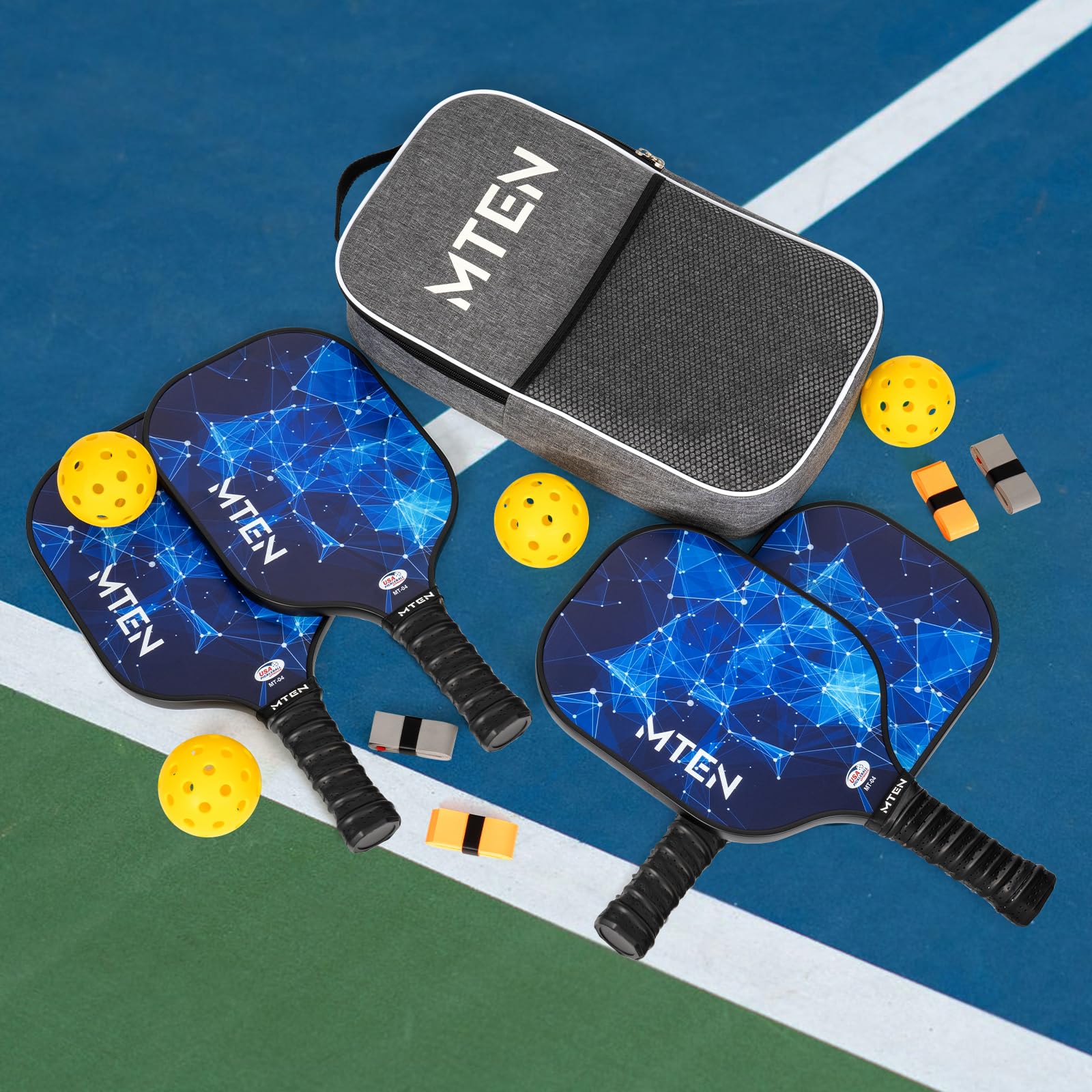 MTEN Pickleball Paddles, USAPA Approved Fiberglass Surface Pickleball Set of 4 Pickleball Rackets, Pickle Ball Paddle Set for Beginners & Pros - Image 4