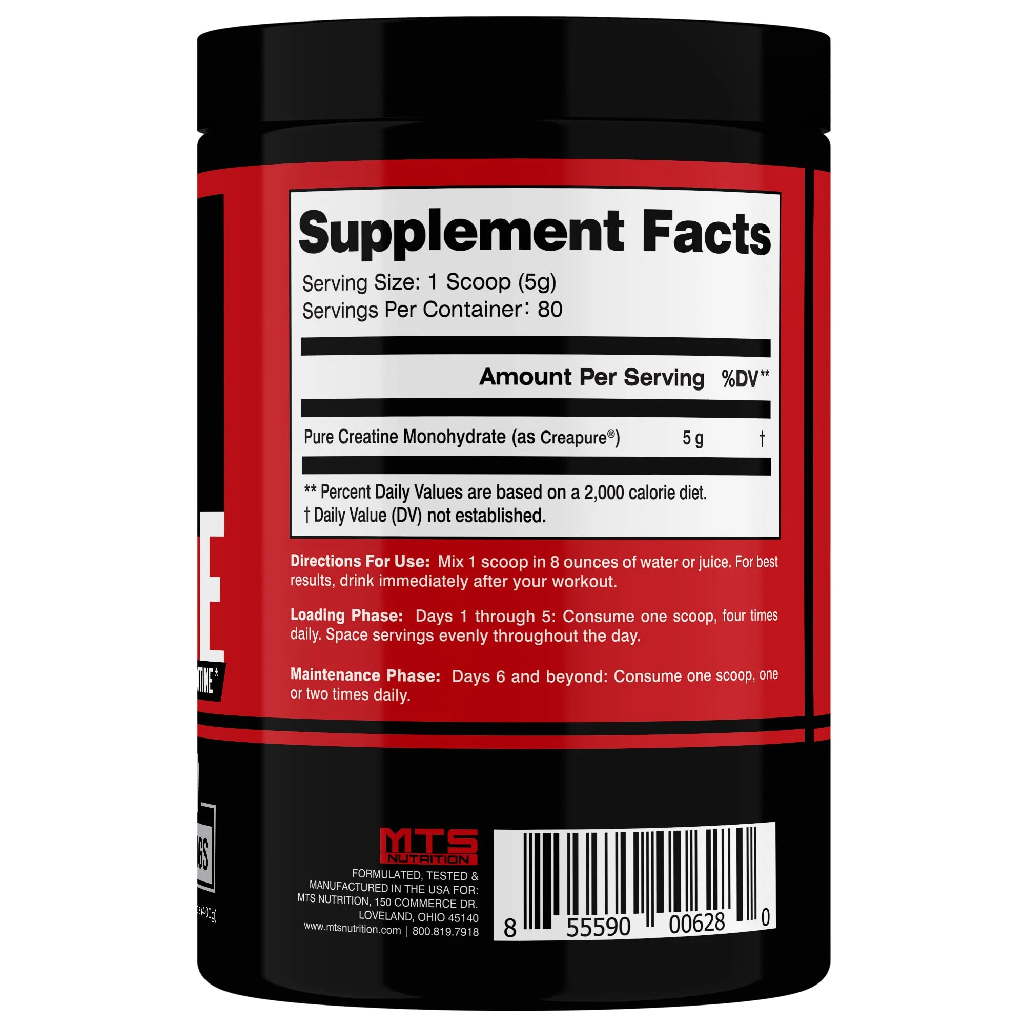 MTS Nutrition Creapure Creatine Powder - Muscle Growth & Recovery Supplement - 80 Servings Unflavored - Image 4