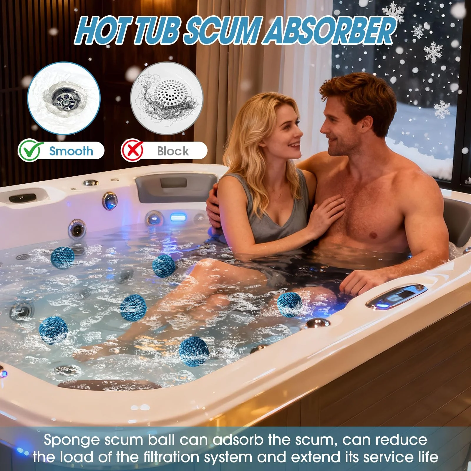 MTWEAR Hot Tub Scum Absorber, 6 Pack Spa & Pool Scum Eliminating Balls,hot tub scum Balls,Scum Sponge for Spa Hot Tub, Hot Tub Accessories, Oil Absorbing Sponge for Hot Tub Skimmer - Image 6