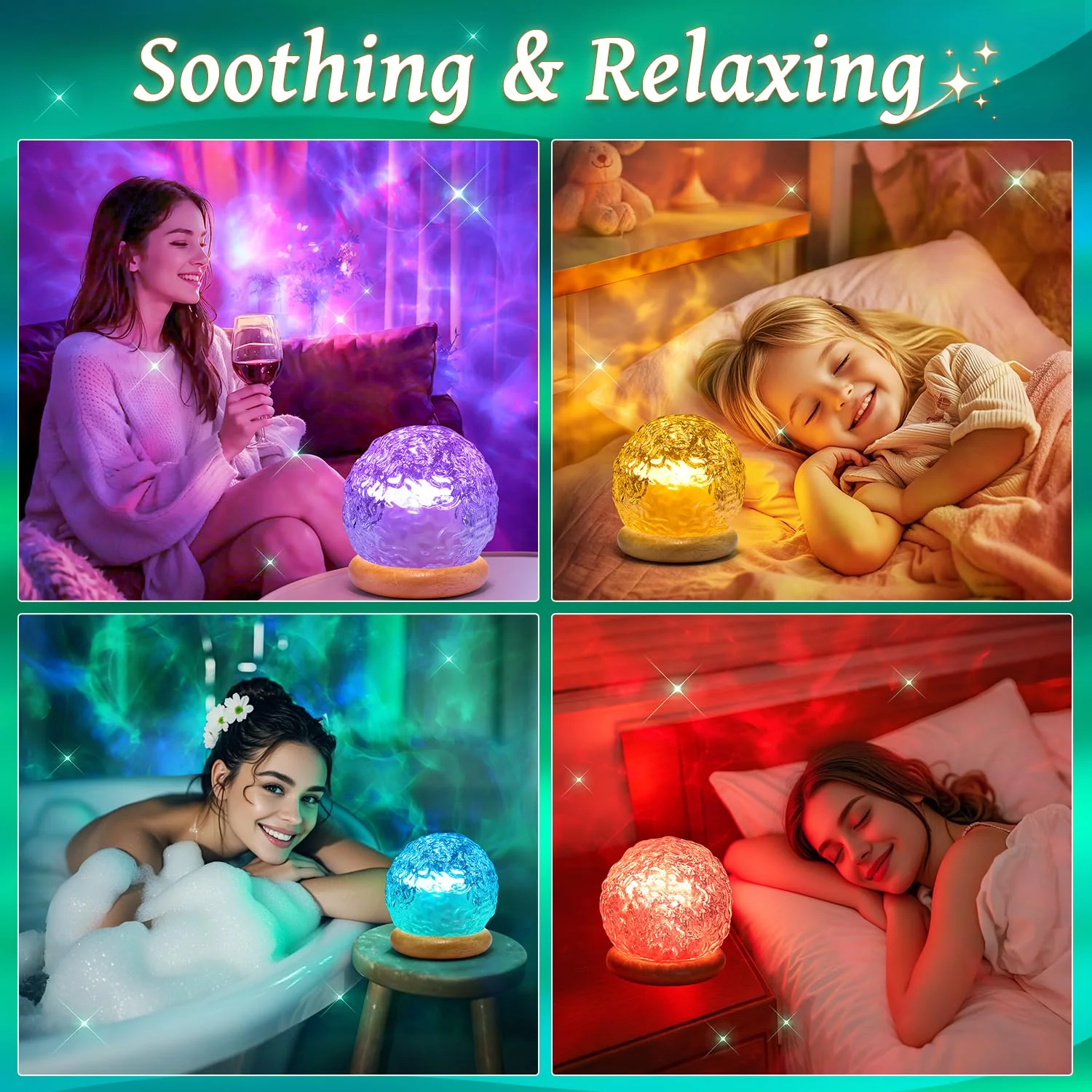 Mubarek Crystal Light Projector, 216 Modes Mood Lighting for Bedroom, Remote & USB Control Room Lights for Bedroom, Ambient Lighting Aesthetic Room Decor for Teen Girls Gifts, Christmas Gifts for Kids - Image 4
