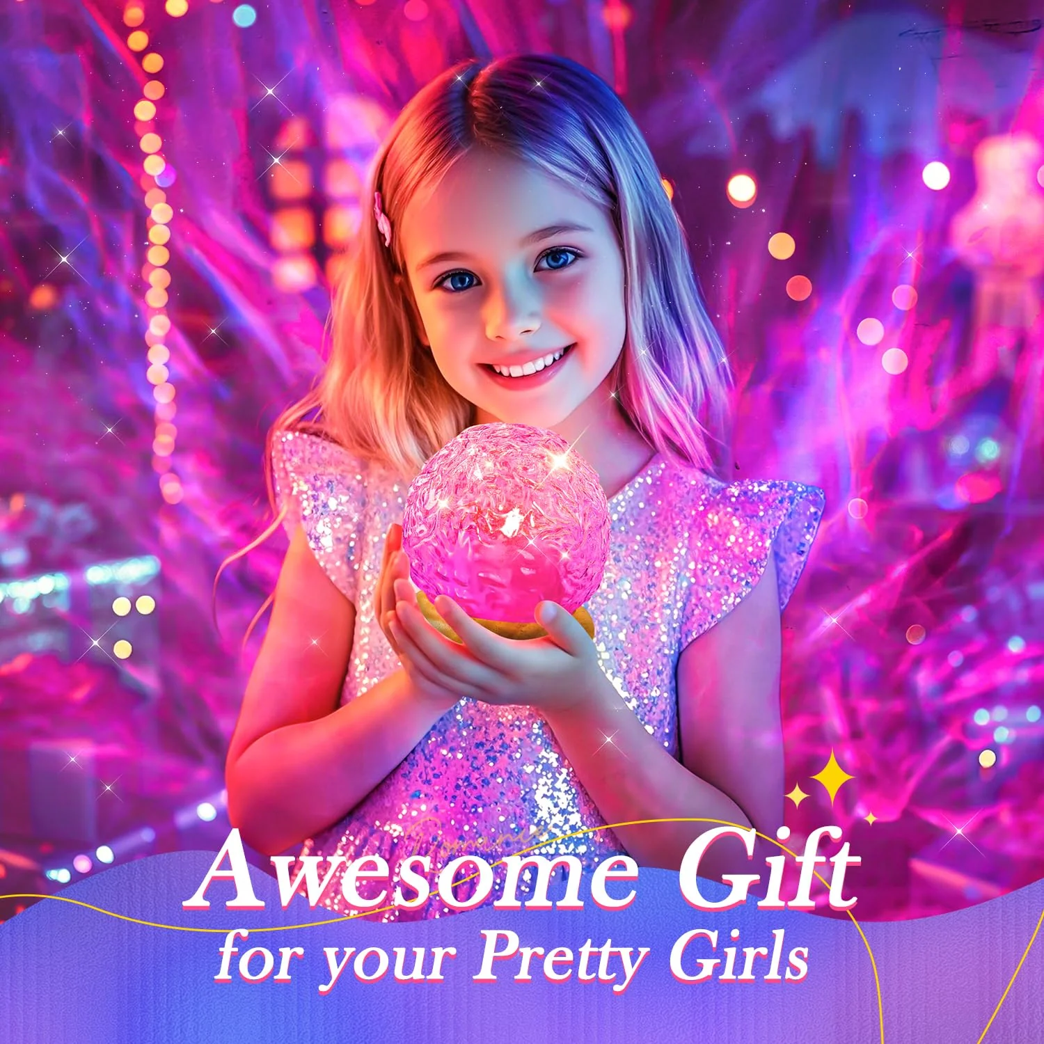 Mubarek Crystal Light Projector, 216 Modes Mood Lighting for Bedroom, Remote & USB Control Room Lights for Bedroom, Ambient Lighting Aesthetic Room Decor for Teen Girls Gifts, Christmas Gifts for Kids - Image 6
