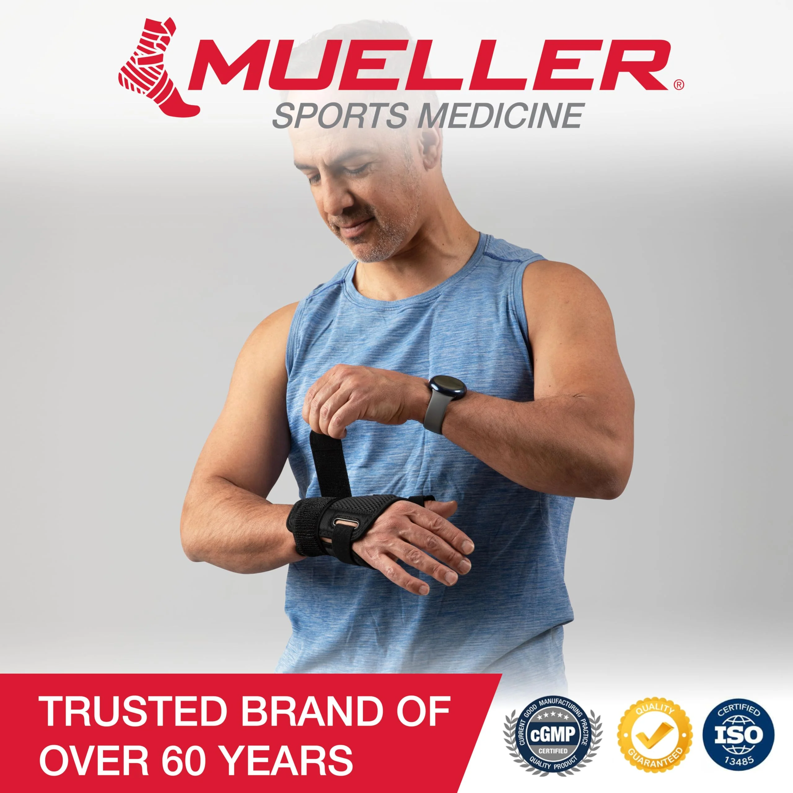 MUELLER Sports Medicine Adjust-to-Fit Thumb Brace, Spica Splint, Thumb Pain Relief Stabilizer for Men and Women, Ideal for De Quervain's Tenosynovitis, Arthritis, Sprains, Fits Right or Left, Black, One Size - Image 7