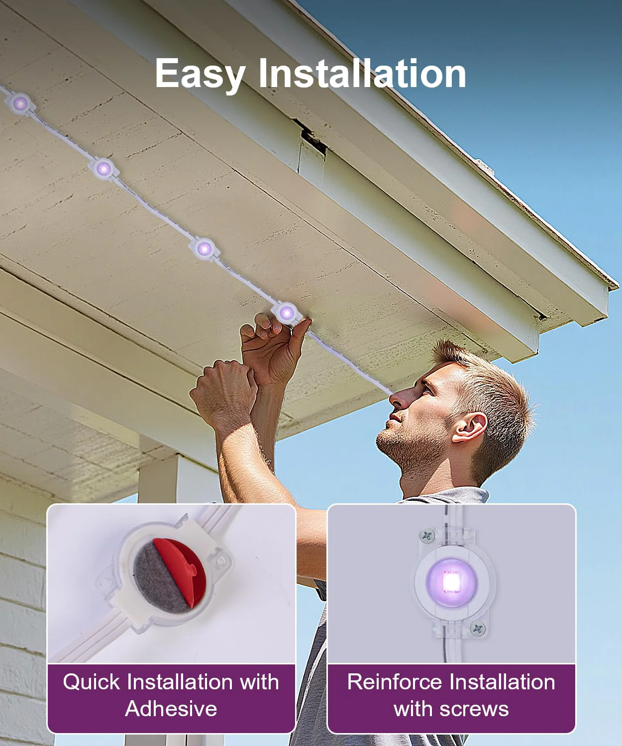 MuliVid 150Ft Permanent Outdoor Lights,Smart RGB Outdoor Lights with Remote APP Control, IP67 Waterproof Outside Light for House for Christmas, Halloween, Holiday, Party, Daily - Image 4