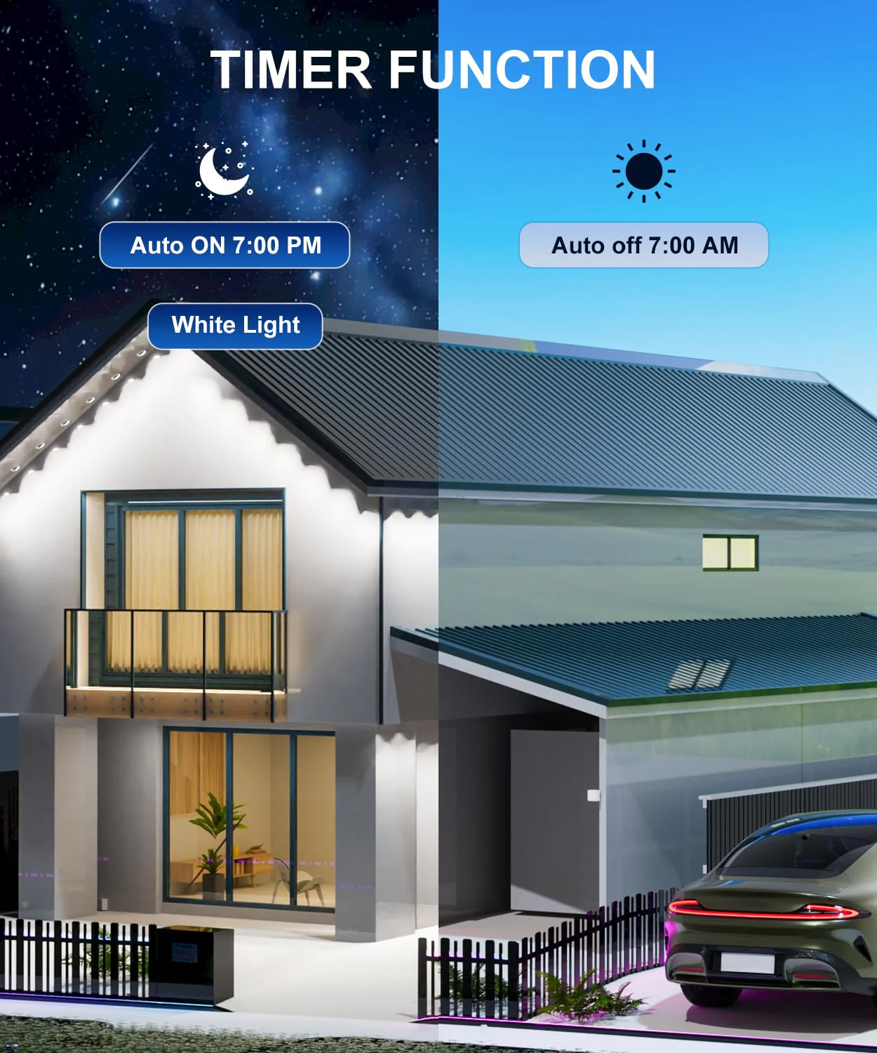 MuliVid 150Ft Permanent Outdoor Lights,Smart RGB Outdoor Lights with Remote APP Control, IP67 Waterproof Outside Light for House for Christmas, Halloween, Holiday, Party, Daily - Image 5