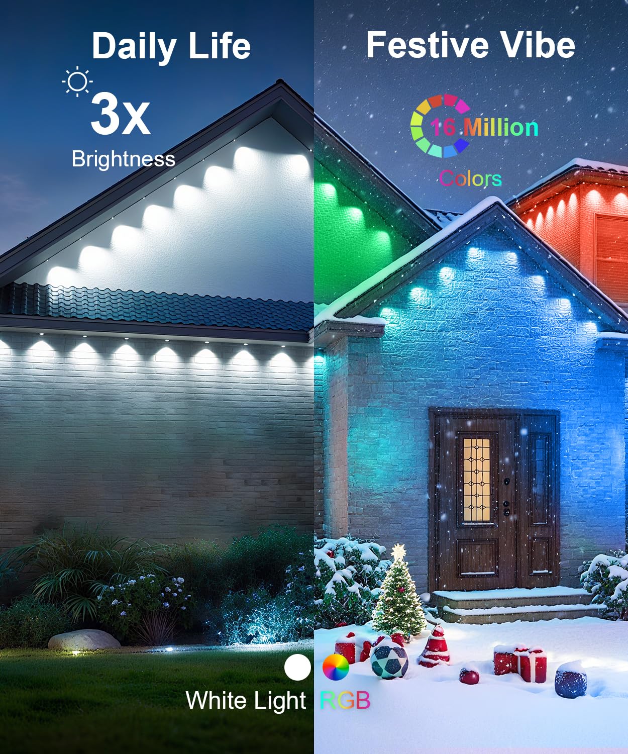 MuliVid 150Ft Permanent Outdoor Lights,Smart RGB Outdoor Lights with Remote APP Control, IP67 Waterproof Outside Light for House for Christmas, Halloween, Holiday, Party, Daily - Image 7