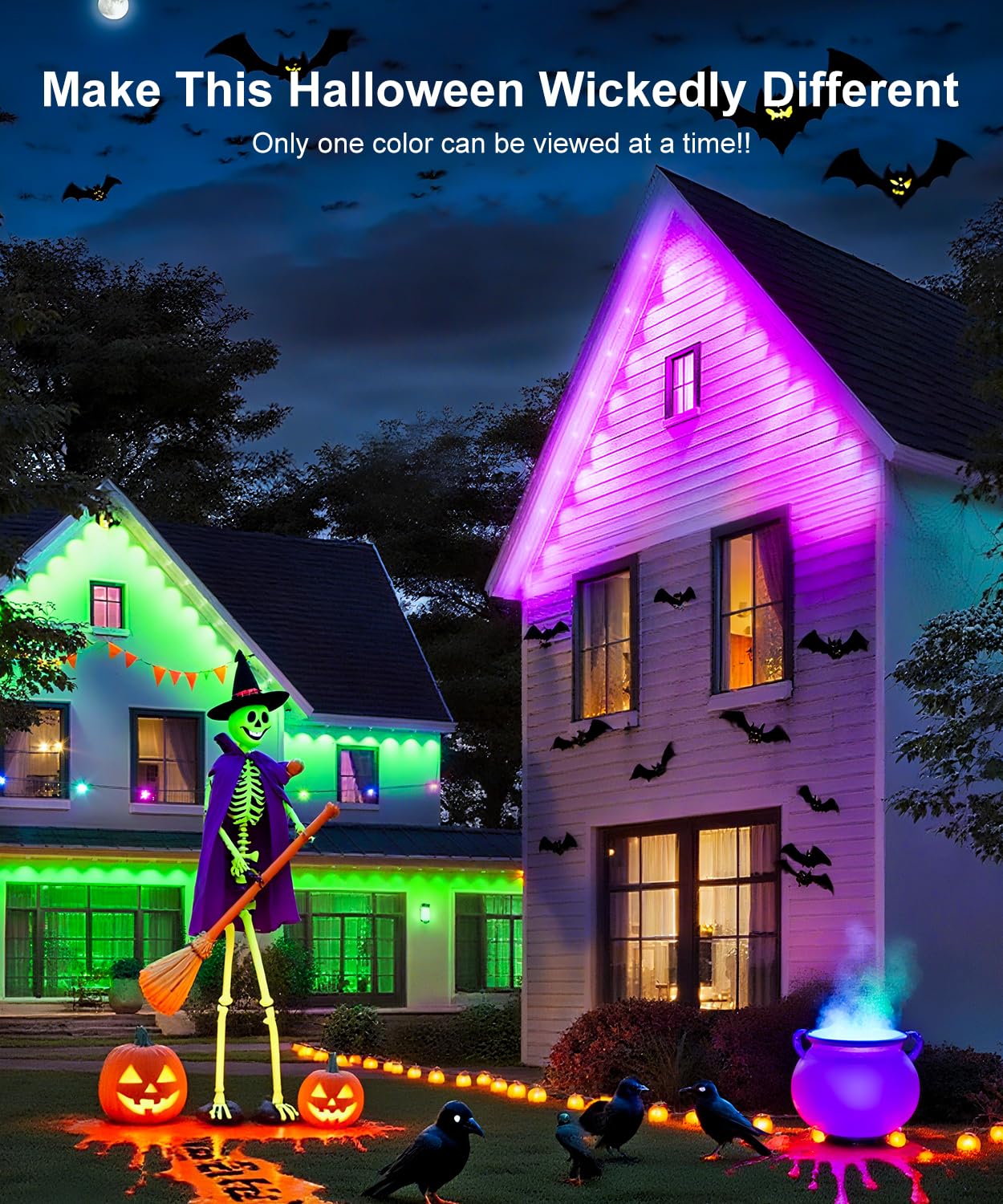 MuliVid 150Ft Permanent Outdoor Lights,Smart RGB Outdoor Lights with Remote APP Control, IP67 Waterproof Outside Light for House for Christmas, Halloween, Holiday, Party, Daily - Image 9
