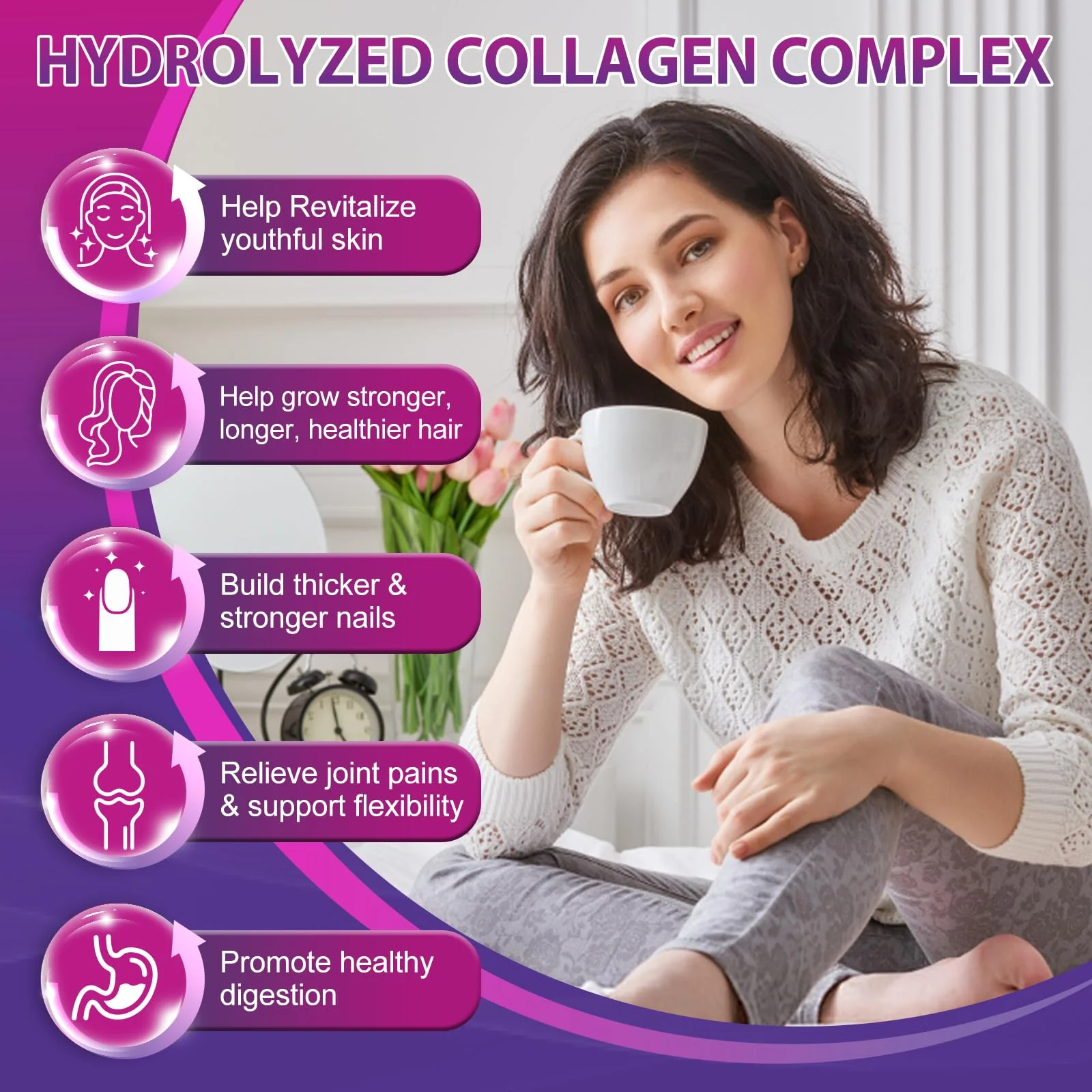 Multi Collagen Peptides Softgel - Type I, II, III, V, X - Hydrolyzed Collagen Peptides with Biotin, Vitamin C, Hyaluronic Acid, Supports Skin Hair Nail, Grass-Fed, Non-GMO, 60 Softgel, 3 Pack - Image 3