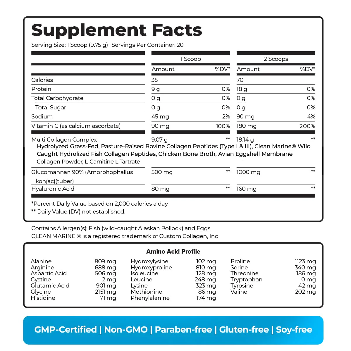 Multi Collagen Powder with Types I, II, III, V, X - Weight Management Supplement with Vitamin C & Hyaluronic Acid – Supports Skin, Hair, Nails, Metabolism, Joint & Muscle Health – 20 Servings (1) - Image 2