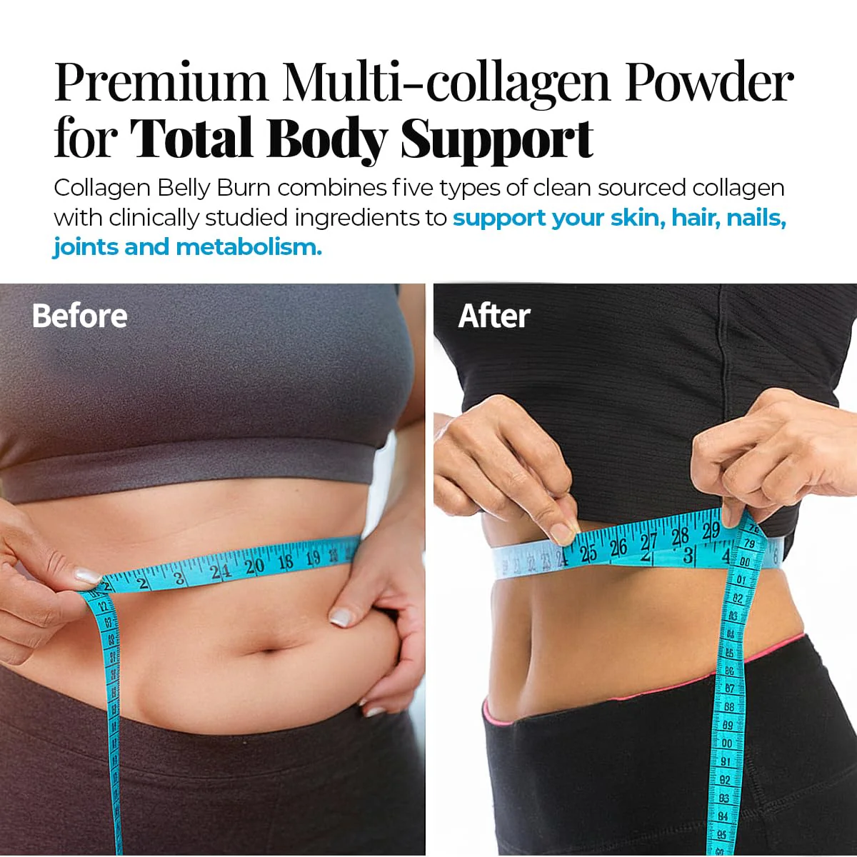 Multi Collagen Powder with Types I, II, III, V, X - Weight Management Supplement with Vitamin C & Hyaluronic Acid – Supports Skin, Hair, Nails, Metabolism, Joint & Muscle Health – 20 Servings (1) - Image 6
