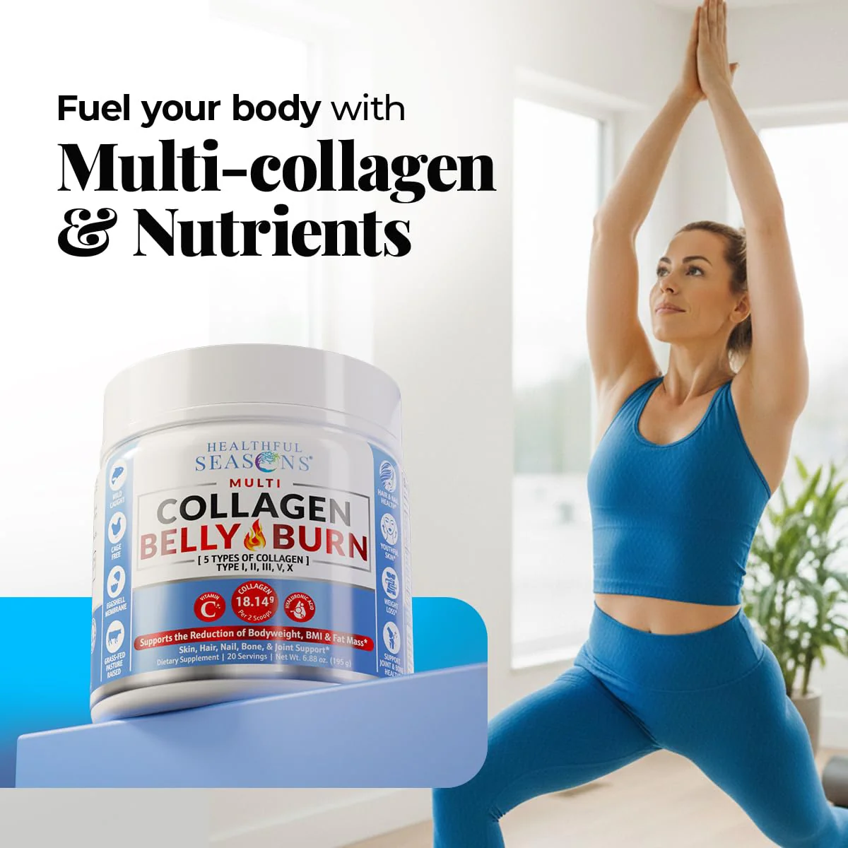 Multi Collagen Powder with Types I, II, III, V, X - Weight Management Supplement with Vitamin C & Hyaluronic Acid – Supports Skin, Hair, Nails, Metabolism, Joint & Muscle Health – 20 Servings (1) - Image 8