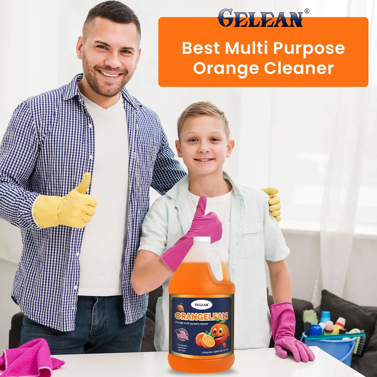 Multi Purpose Cleaner Pet Odor eliminator - Concentrate MAKES 64 GALLON - MADE IN USA- pH Neutral - ORANGELEAN Strong Odor Floor Cleaner - Orange Stain Remover 128 oz - Image 3