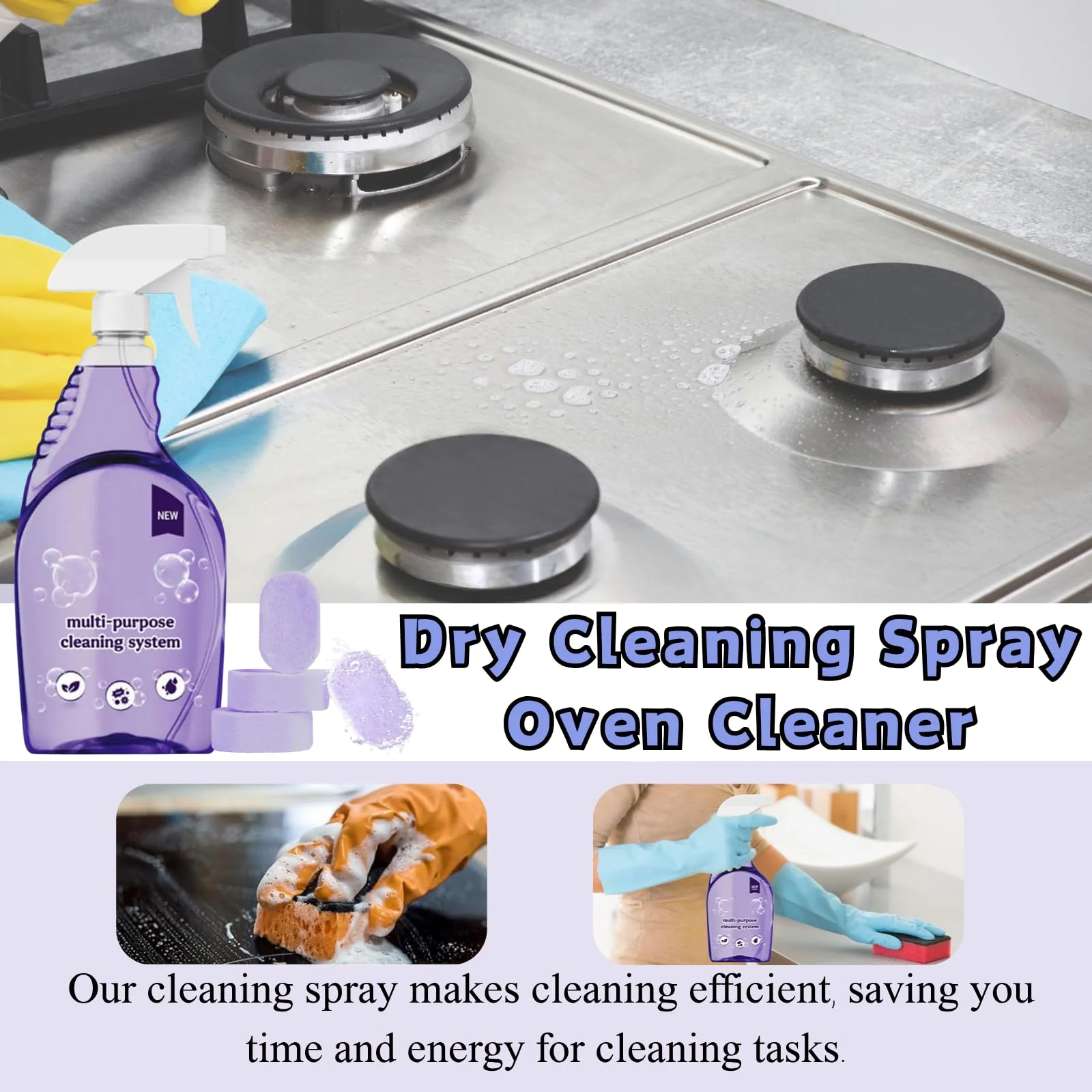 Multi-Purpose Cleaning System,Clean Spray Cleaner For Ovens,Spray Oven Cleaner,Multi-Surface Cleaners With Concentrated Cleaning Tablets,Sided Cleaning Agent Suitable For Households - Image 5