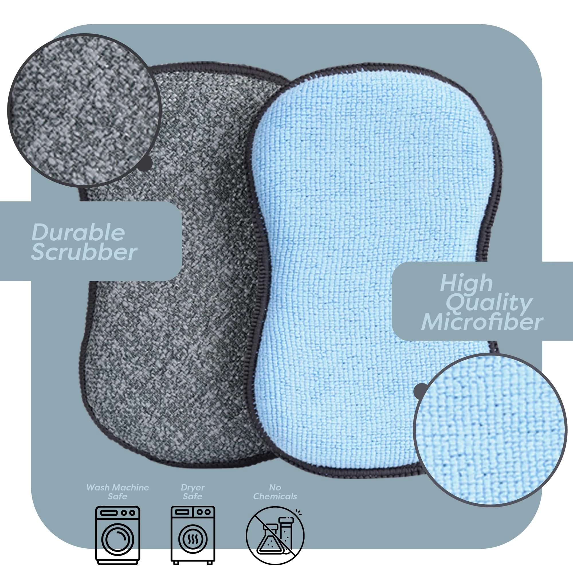 Multi-Purpose Scrub Sponges for Kitchen by Scrub- it - Non-Scratch Microfiber Sponge Along with Heavy Duty Scouring Power - Effortless Cleaning of Dishes, Pots and Pans All at Once(6 Pack, Large) - Image 4