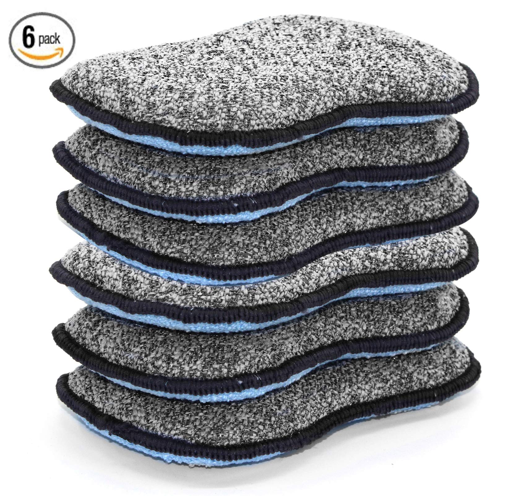 Multi-Purpose Scrub Sponges for Kitchen by Scrub- it - Non-Scratch Microfiber Sponge Along with Heavy Duty Scouring Power - Effortless Cleaning of Dishes, Pots and Pans All at Once(6 Pack, Large) - Image 6