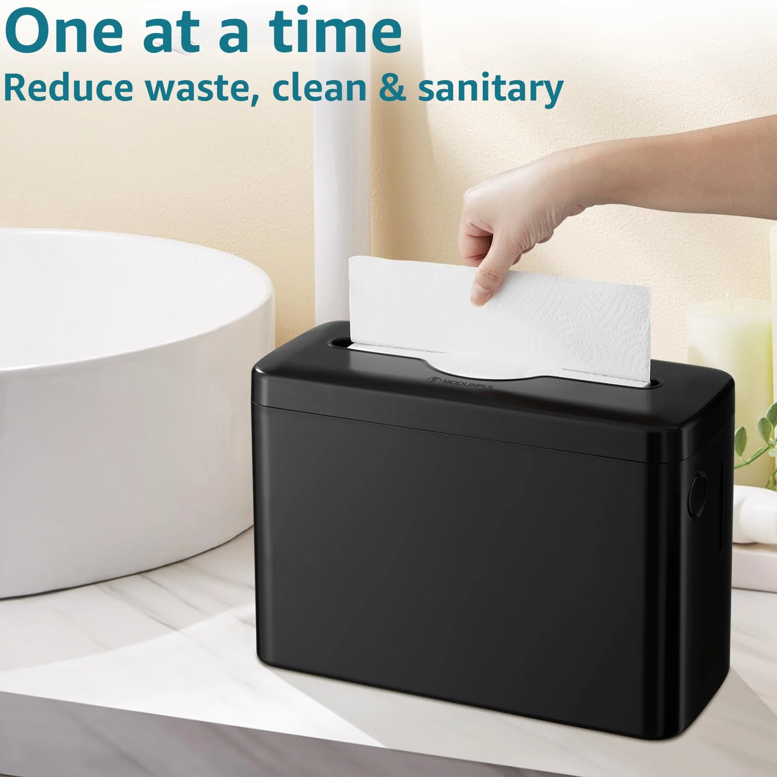 Multifold Paper Towel Dispenser Countertop, Heavy Duty Wide-Design, 300-Sheet Large Capacity Black Paper Towel Holder, Compatible with Tork, AmazonCommercial, Kleenex, Scott, Pacific Multifold Towels - Image 3