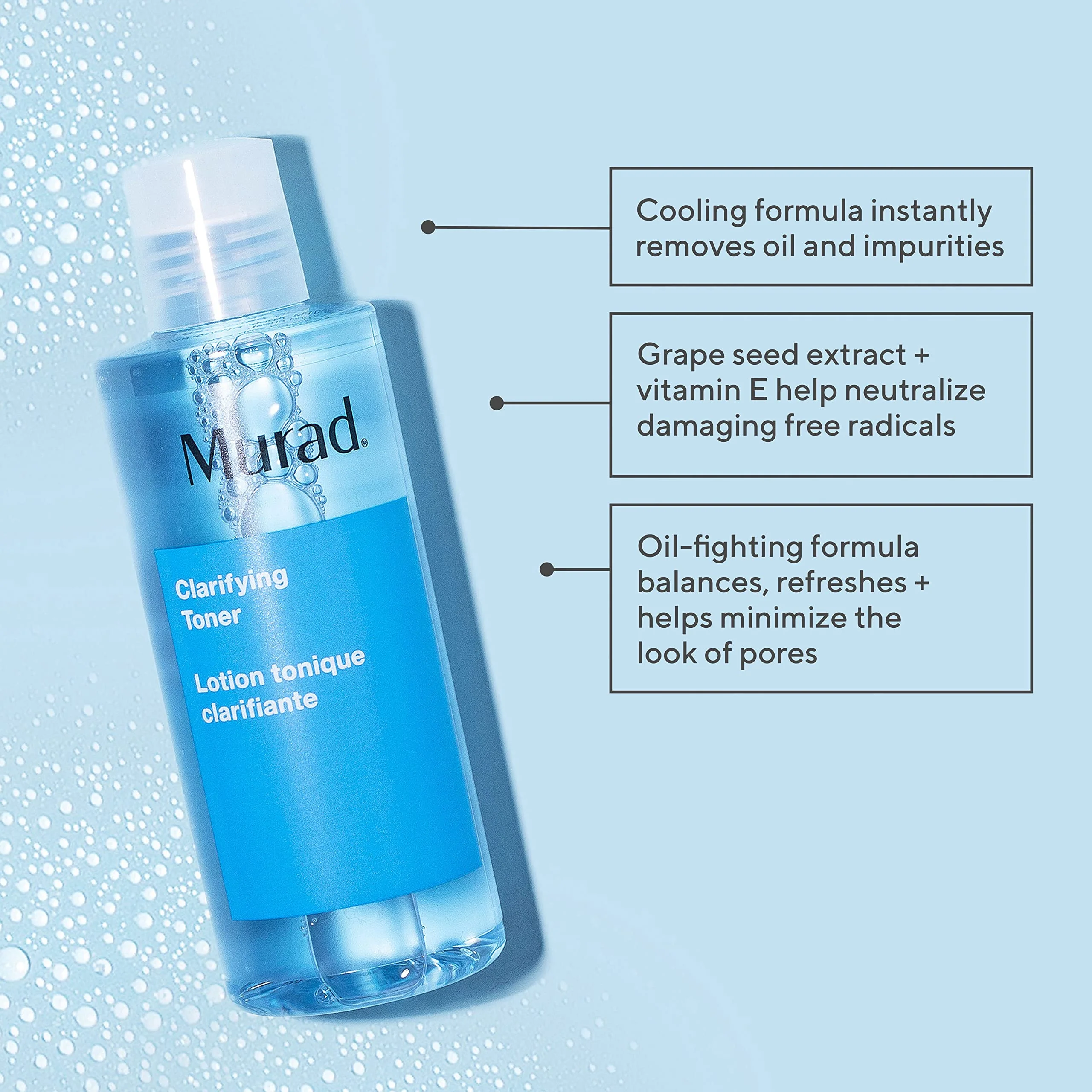 Murad Clarifying Toner – Oil-Control Cooling Face Toner with Witch Hazel, Cucumber, Algae & Grape Seed Extracts to Minimize Pores, Shine Reduction, Balance Oil & Refresh Skin – 6 Fl Oz - Image 6
