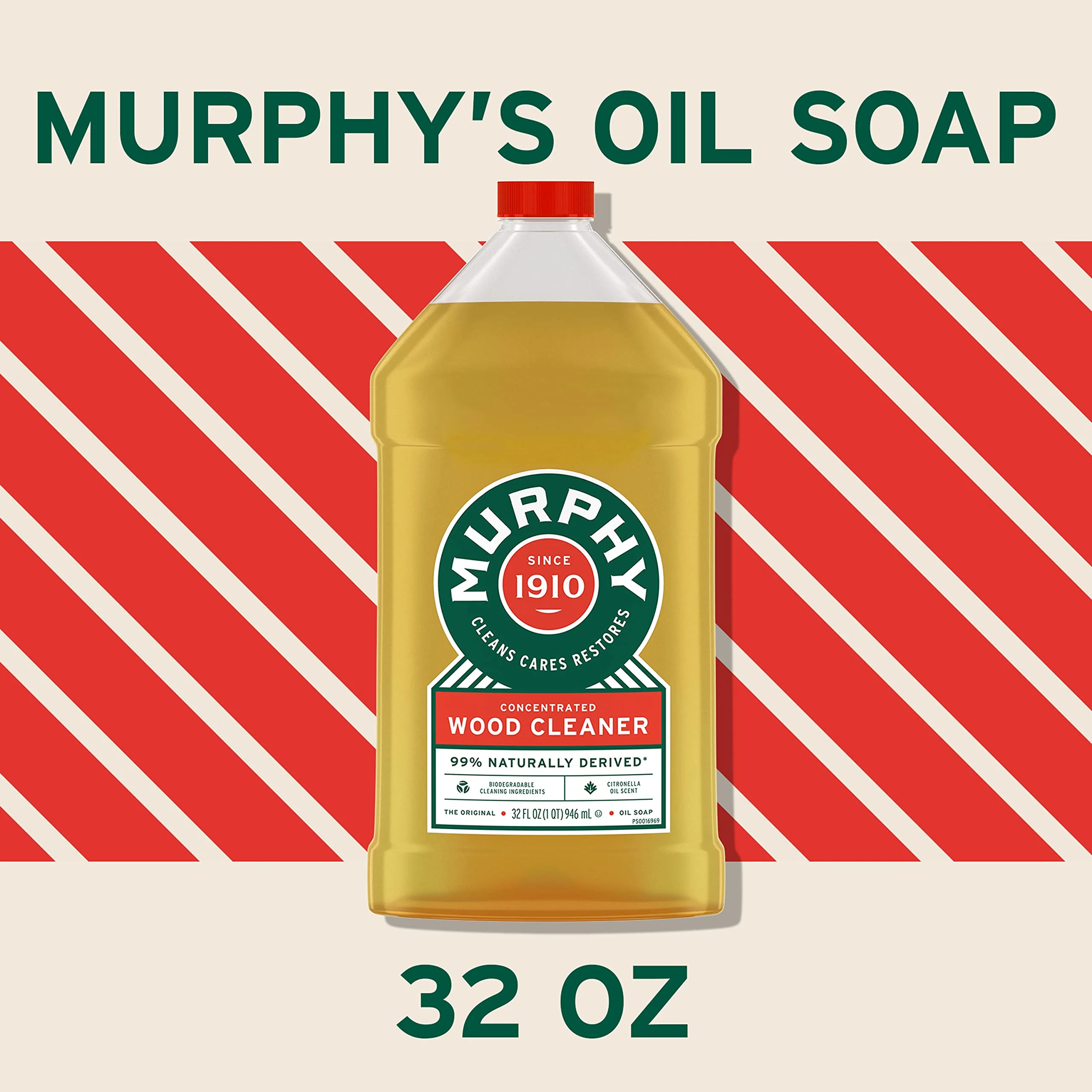 Murphy Oil Soap Concentrated Formula, Wood Cleaner, No-Rinse Floor Cleaner, Citronella Oil Scent, 32 fl oz Bottle (3 Pack) - Image 2